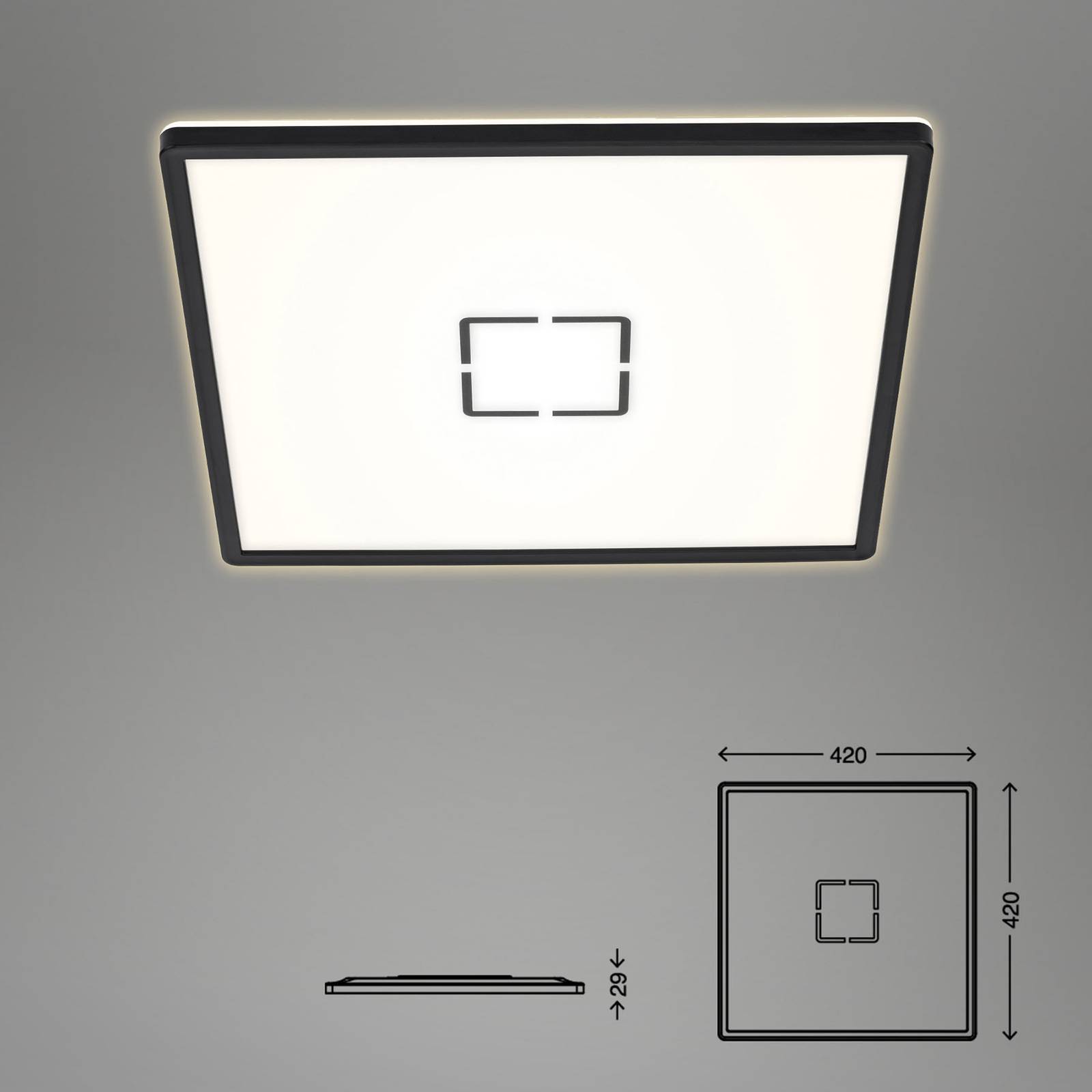 Lampa sufitowa LED Free, 42 x 42 cm, czarna