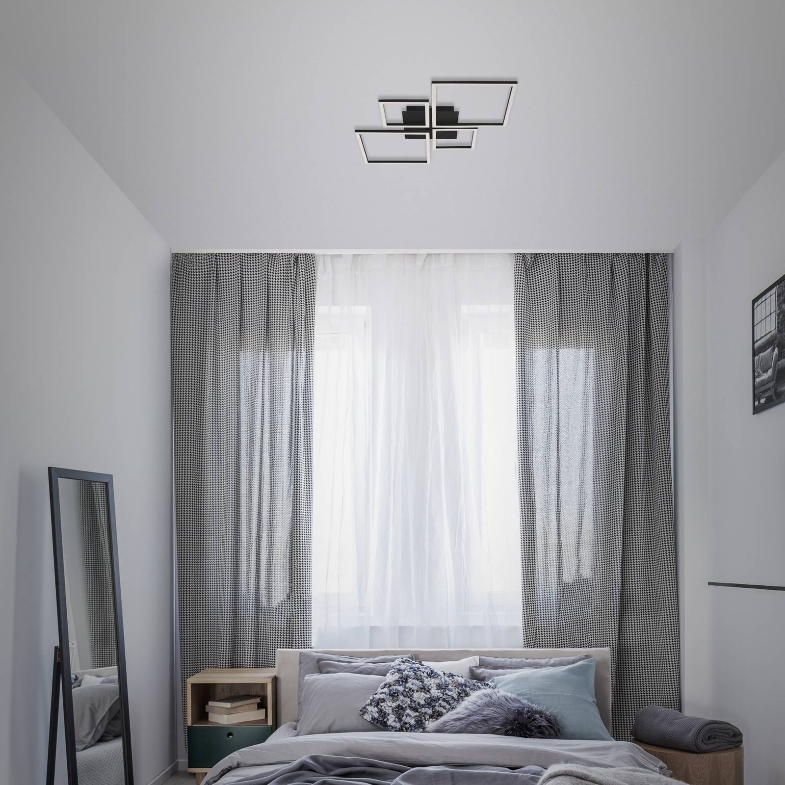 LED-Deckenlampe Frame, Step dim, 4-flammig schwarz günstig online kaufen