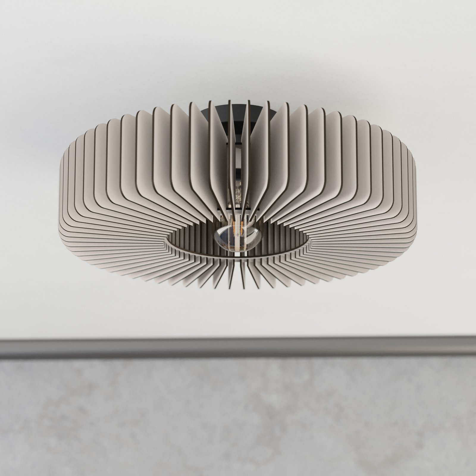 Lámpara de techo Palombaia, blanca, Ø 50 cm, acero/madera, E27