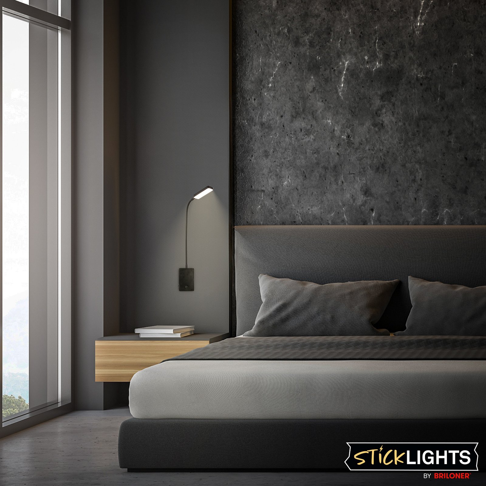 LED újratölthető asztali világítás Cielo, fekete, magasság 56 cm, műanyag