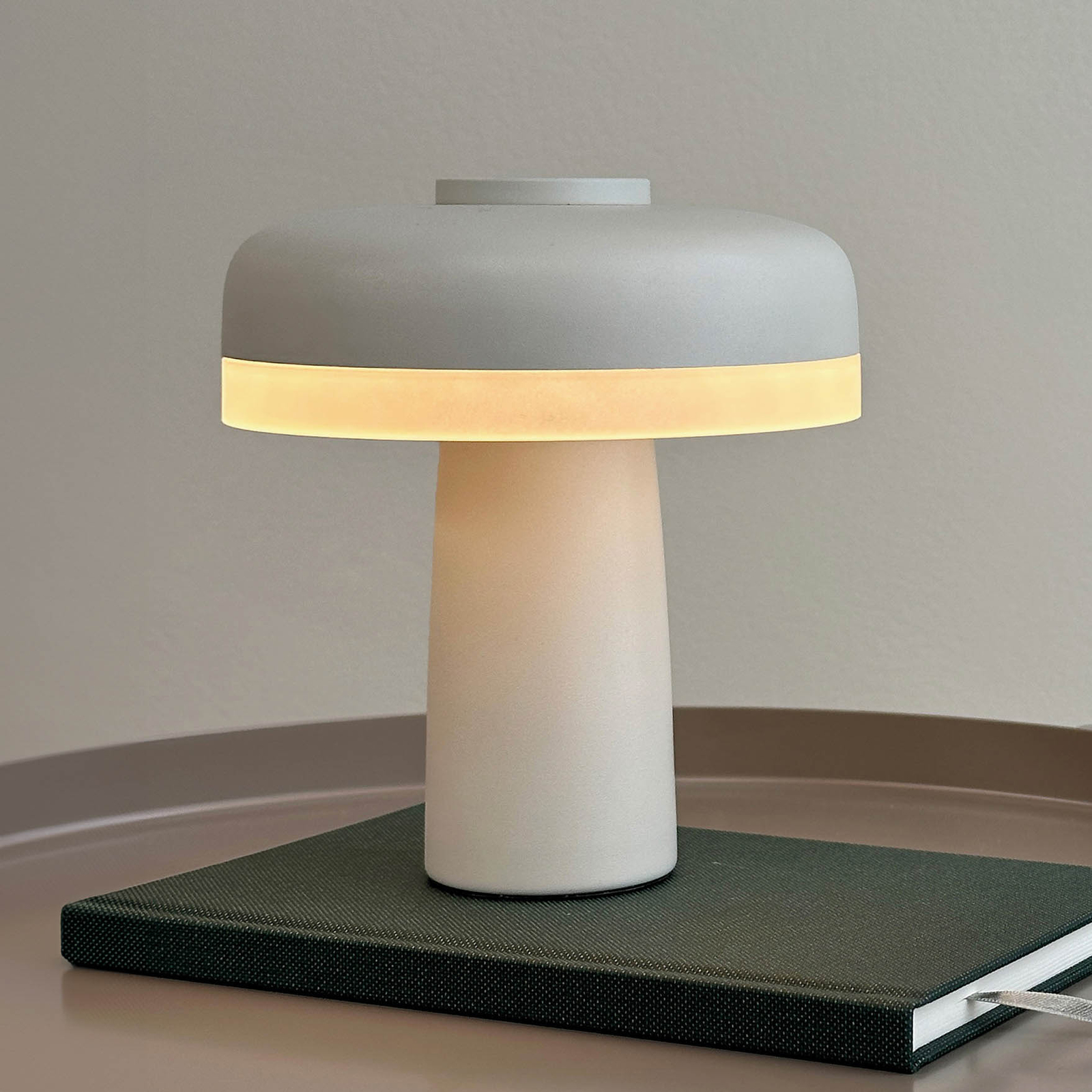 Dyberg Larsen LED table lamp Porter, white, height 16 cm