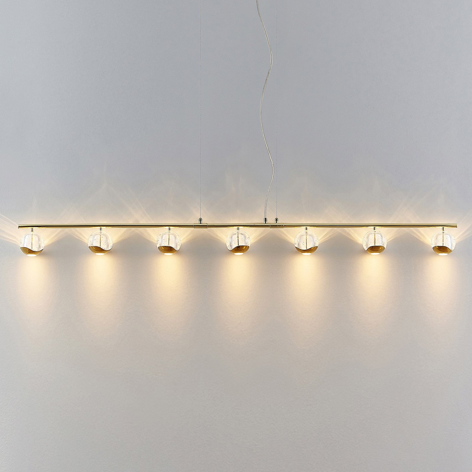 Lucande Kilio LED-hengelampe, 7 lyskilder, gull
