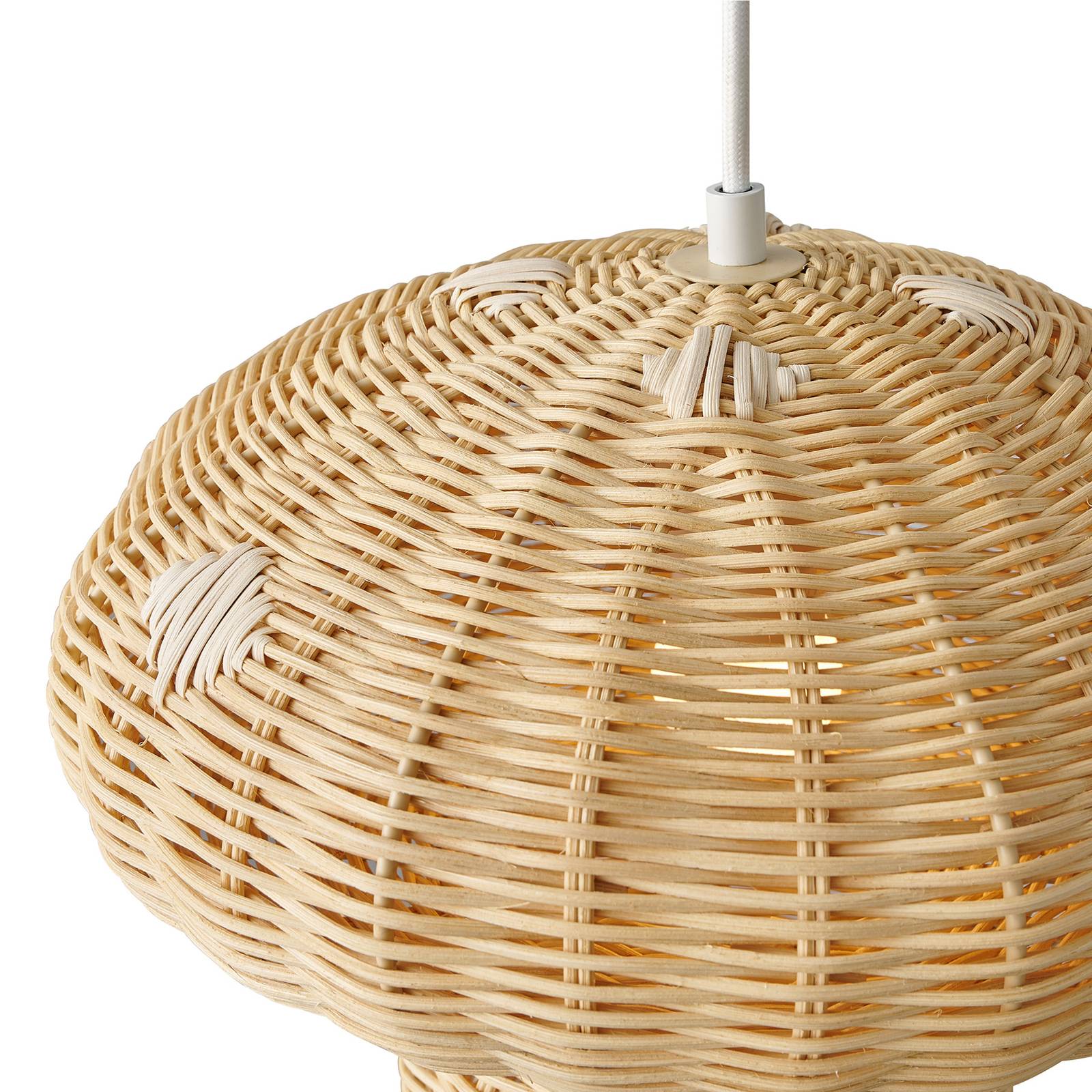 Lampa wisząca Allie, rattan, kształt grzyba, naturalny brąz