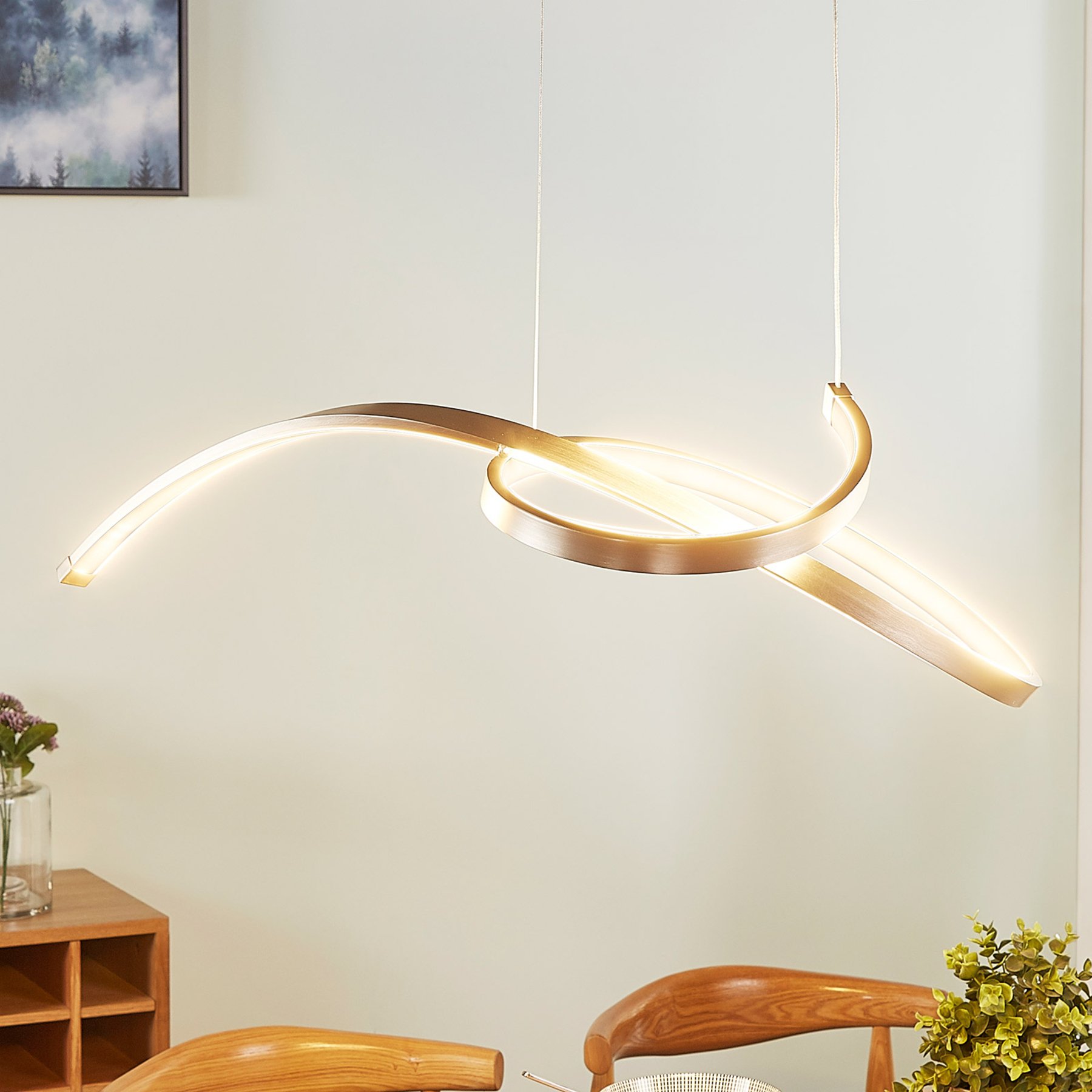 Lucande Dominykas exquisite LED pendant lamp, for Living / Dining Room, metal, aluminium, silicone, 30 W, energy efficiency: A+, L: 72 cm, W: 46 cm