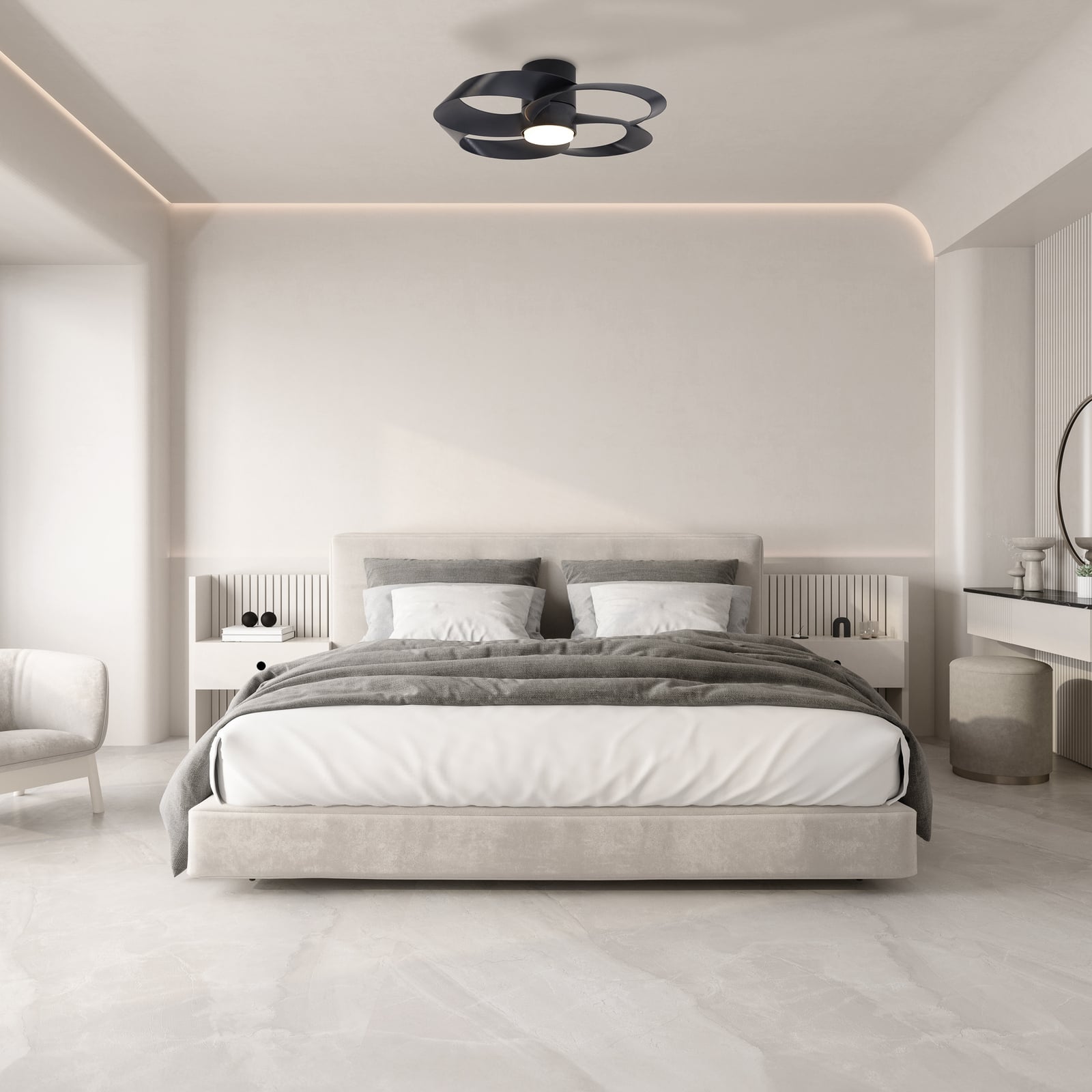 Rose LED-Deckenventilator schwarz DC leise CCT - Mantra
