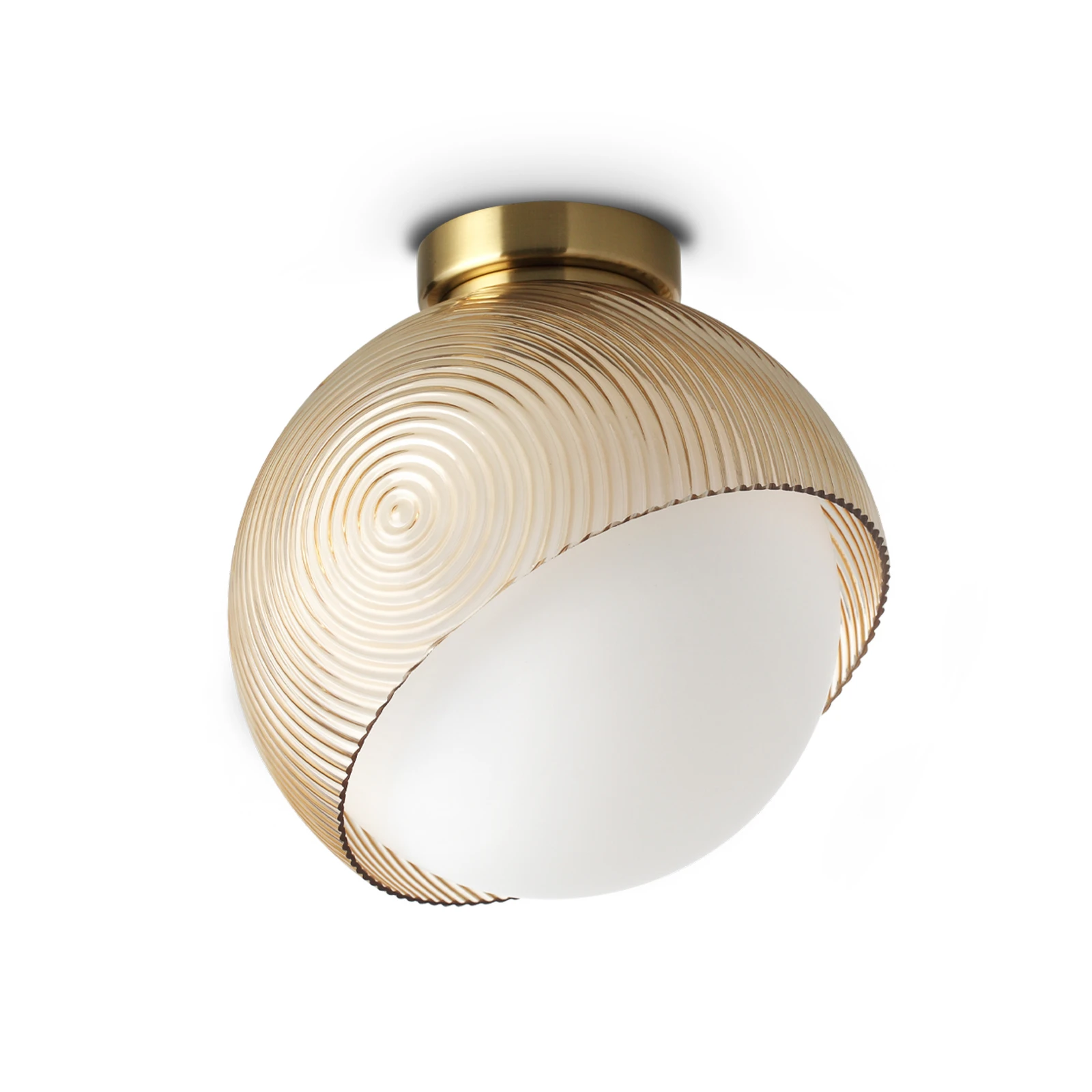 IDEAL LUX lubų šviestuvas „Bloom“, skersmuo 22 cm, varis, metalas/stiklas
