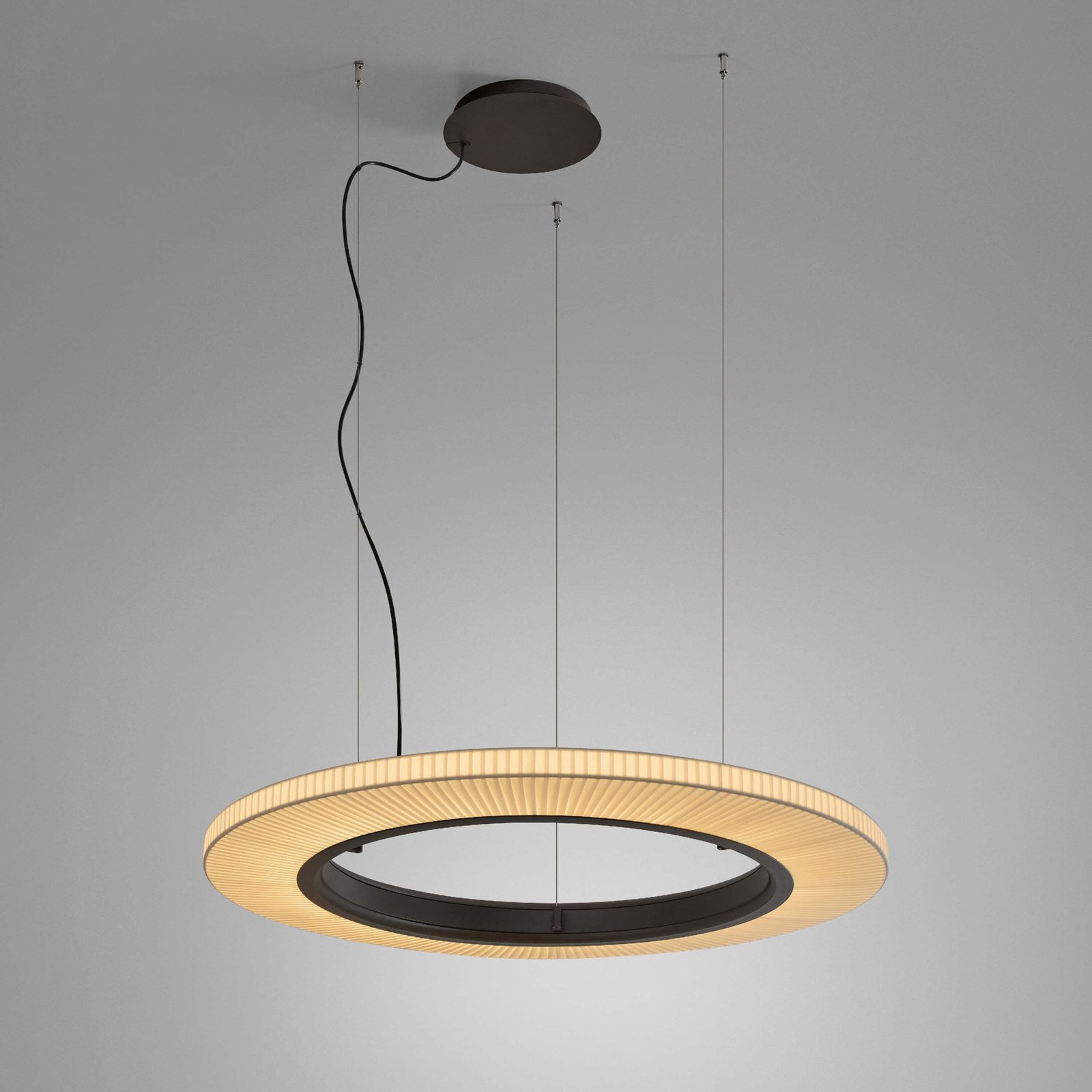 Candeeiro suspenso LED da Bover, Roda S/90, castanho/creme, 1-10V