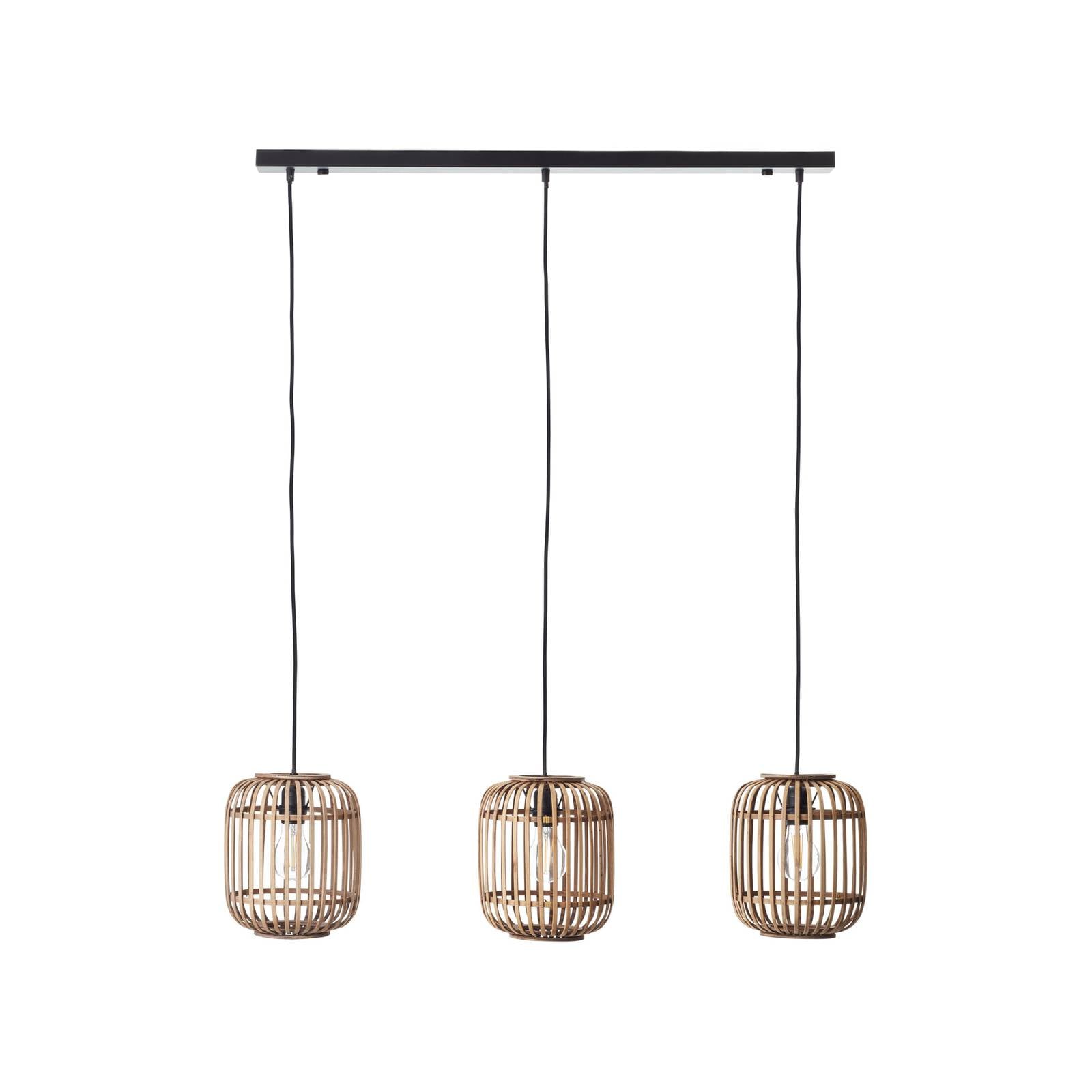 Hängelampe Woodrow, Länge 105 cm, holz hell, 3-flg., Bambus