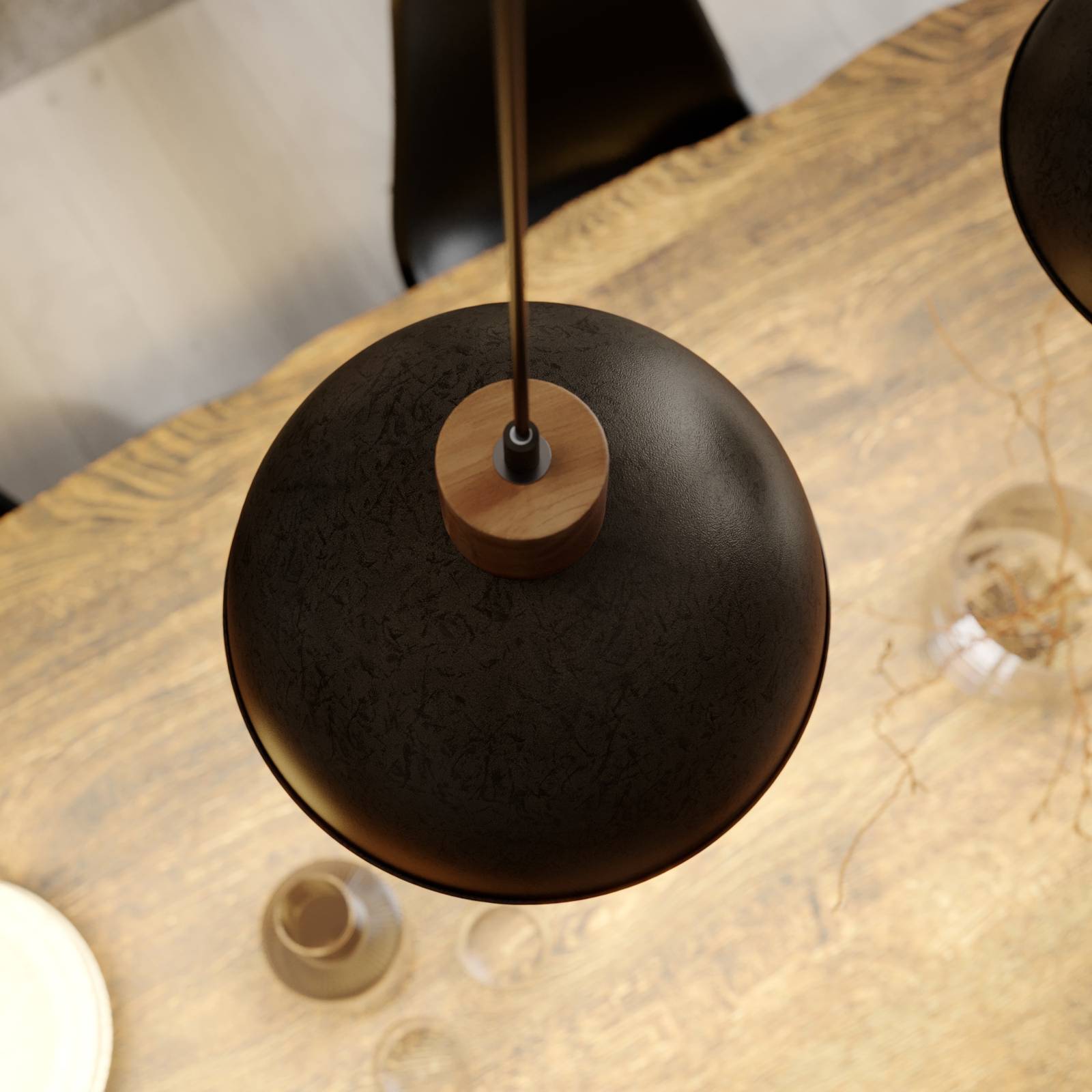 Lampa wisząca Lindby Holgar, szara, 3-punktowa, drewno, metal, E27