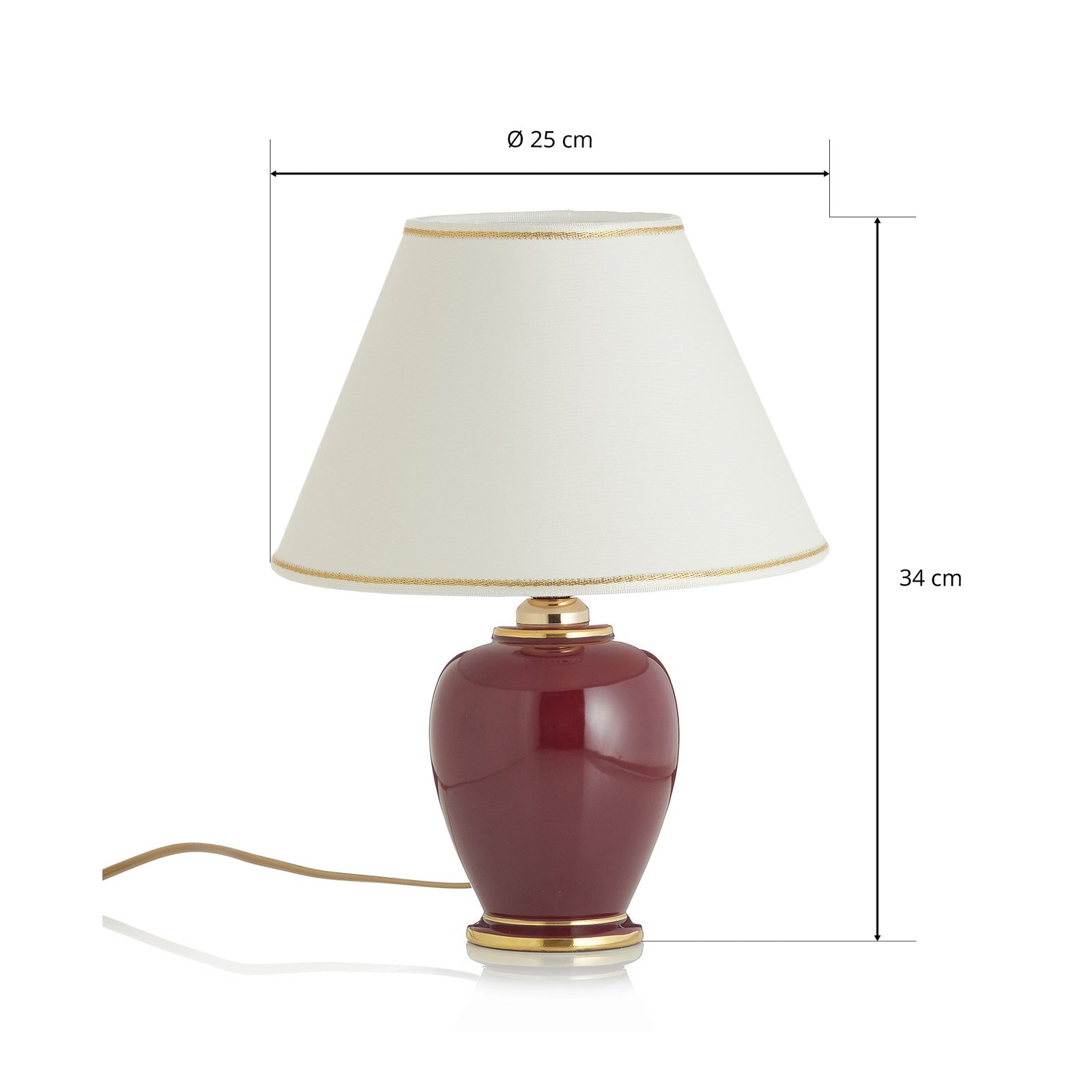 Austrolux table lamp Giardino Bordeaux 34cm ceramic 24 carat