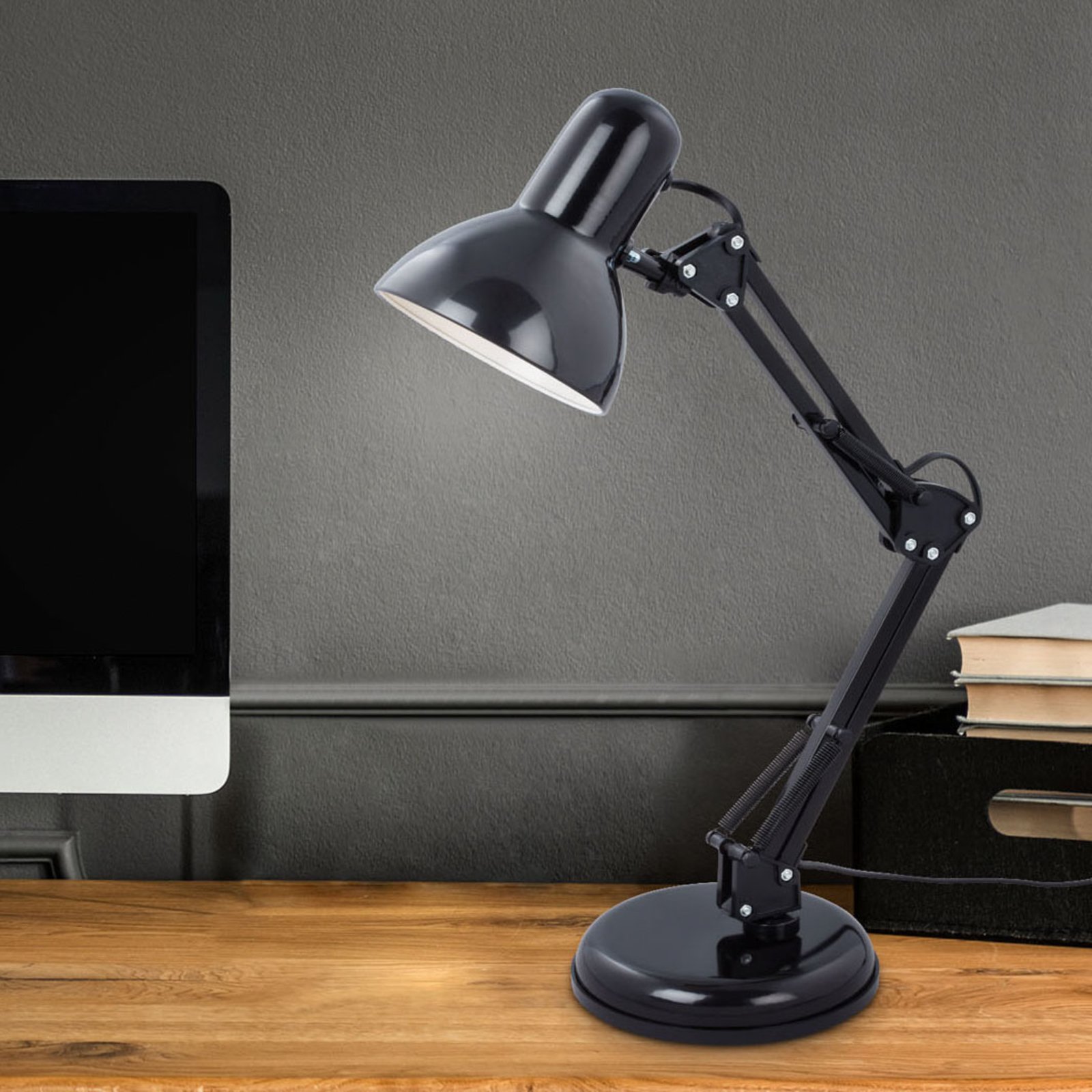 Lámpara de mesa Pixa, ajustable, E14, negro