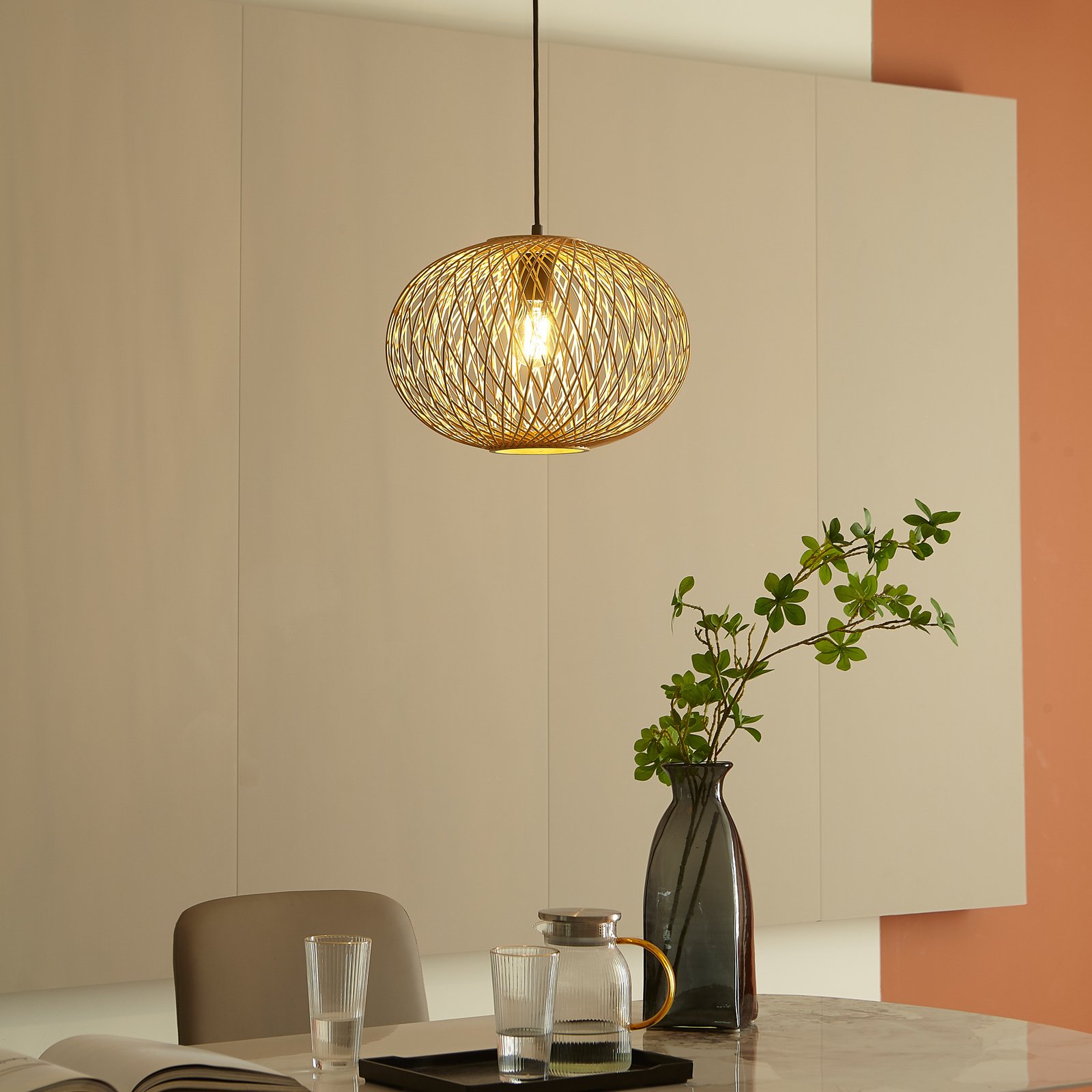 Solvira Pendant Bamboo/Black - Lindby