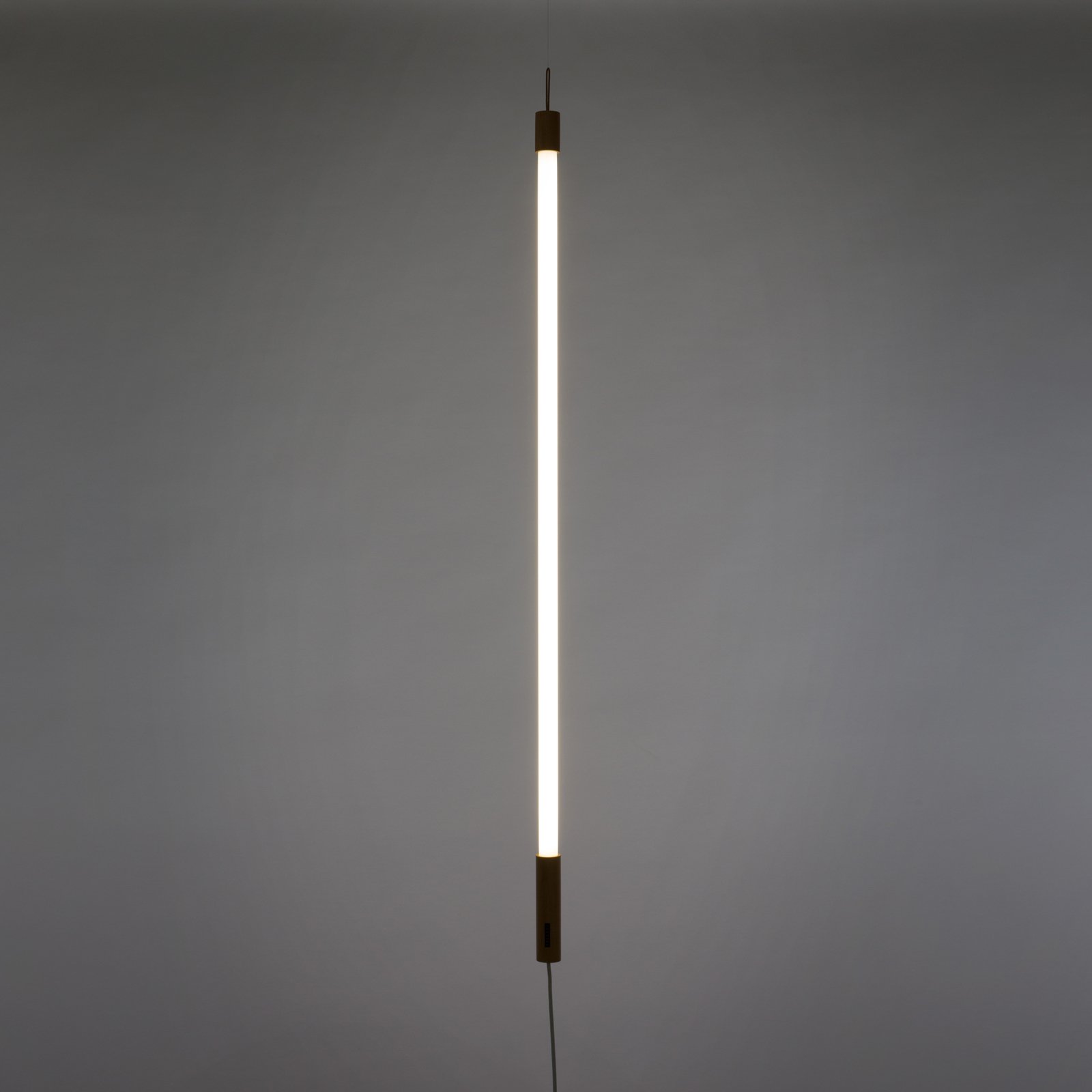 LED vloerlamp Linea met hout, wit