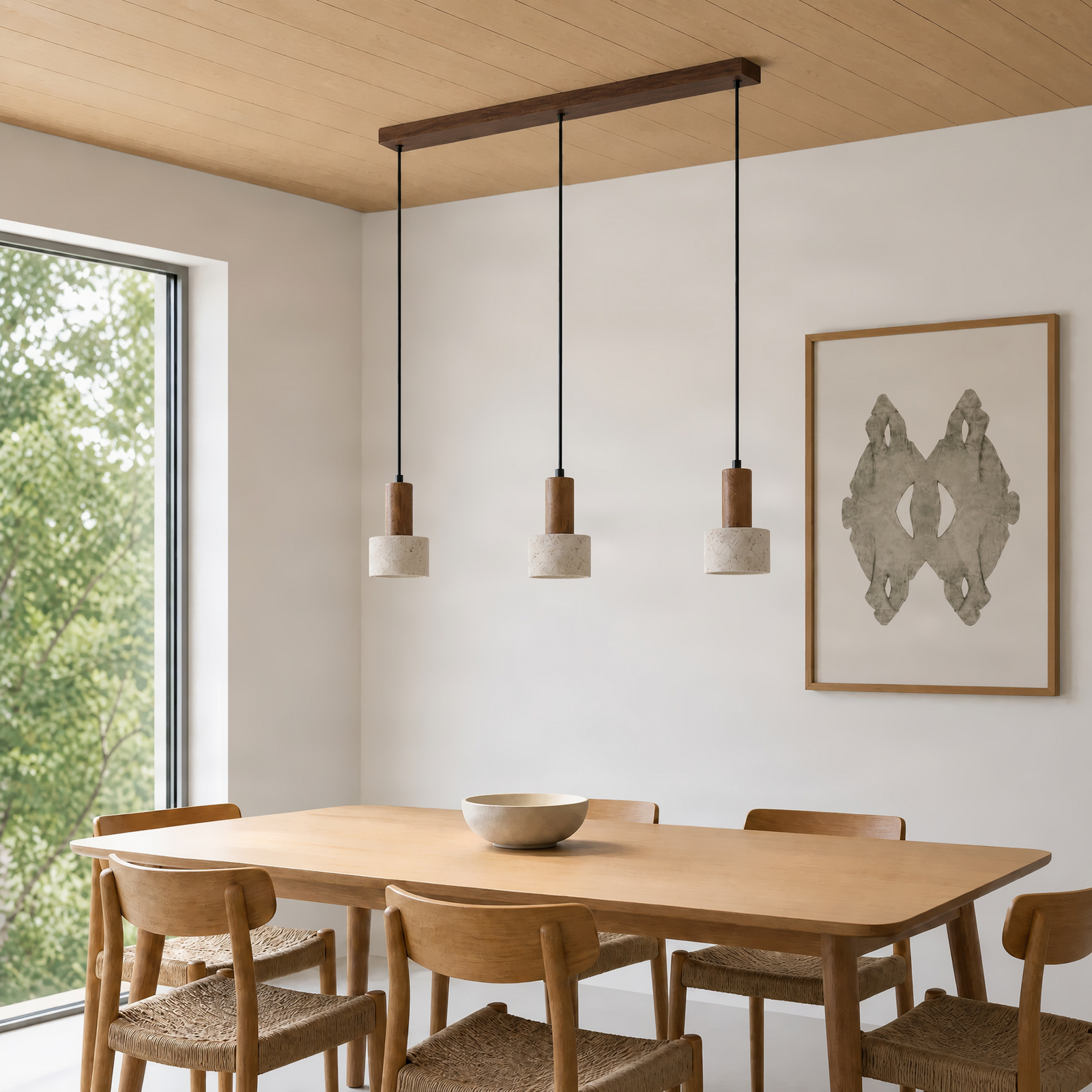 Lucande Hängeleuchte Carlotta, 3-flg., 80 cm, beige, Beton Lucande Hängeleuchte Carlotta, 3-flg., 80 cm, beige, Beton
