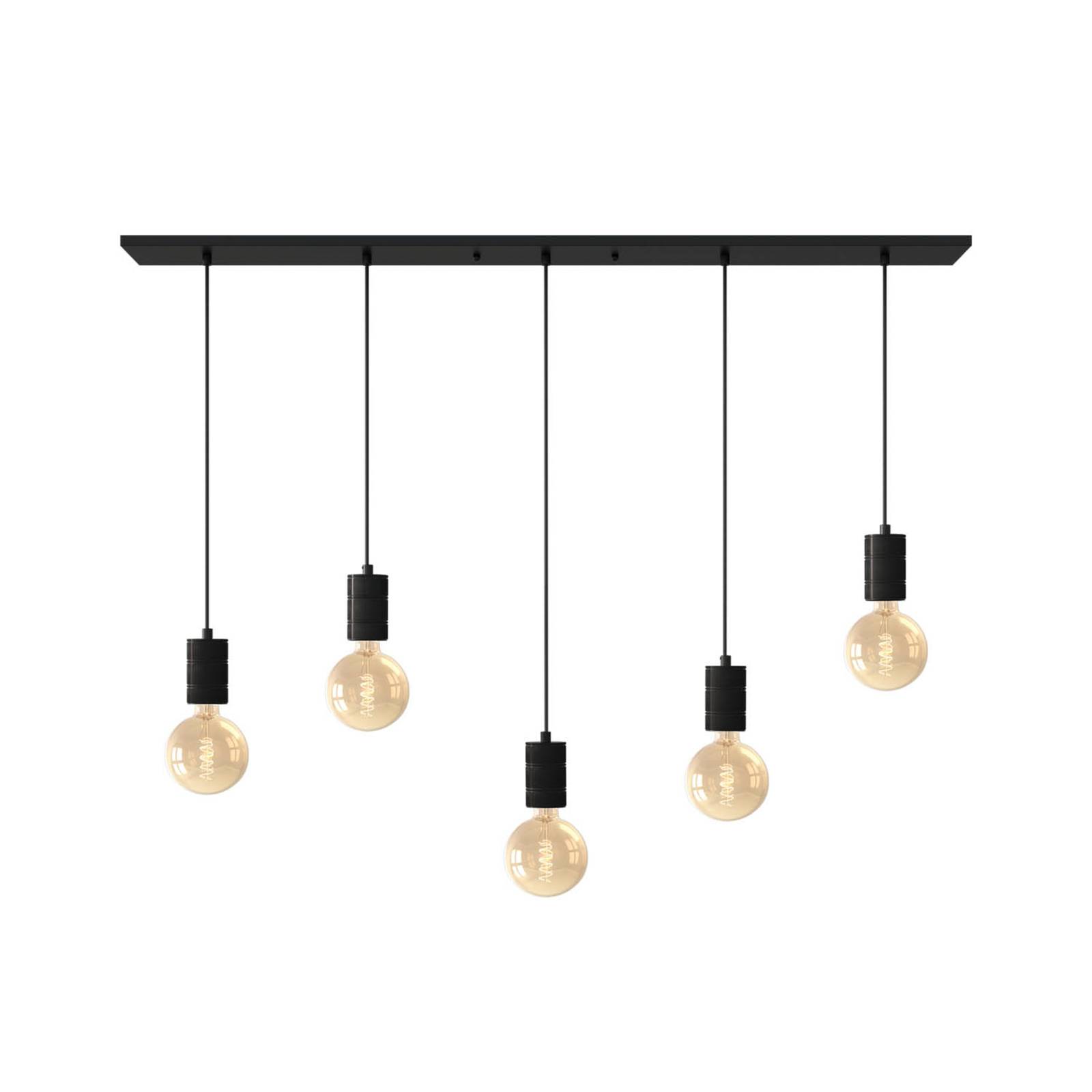 Calex Retro Pendelleuchte, eckig, 5-flg., schwarz