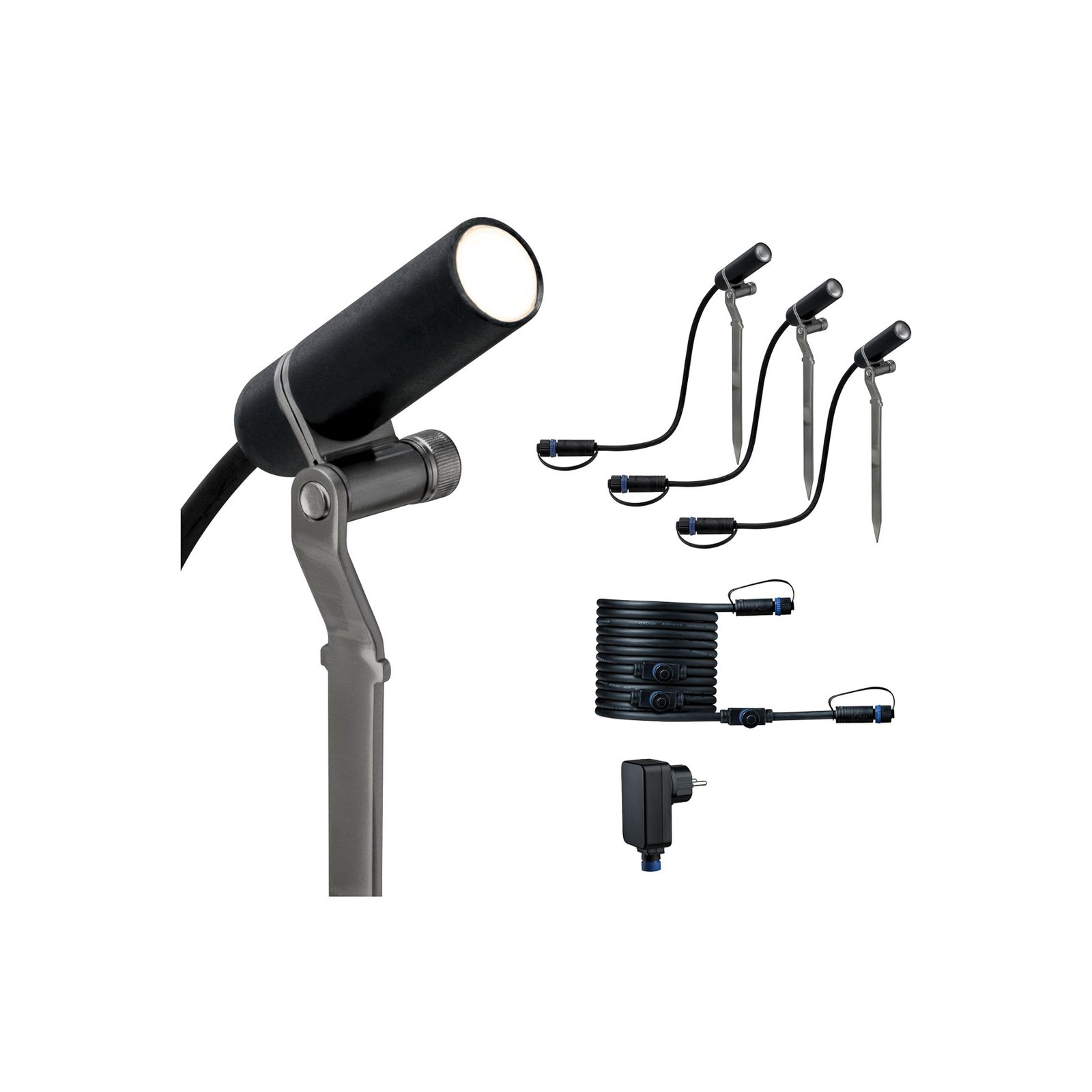 Plug & Shine 3 LED Garden Lamp Plantini IP65 Anthracite - Paulmann