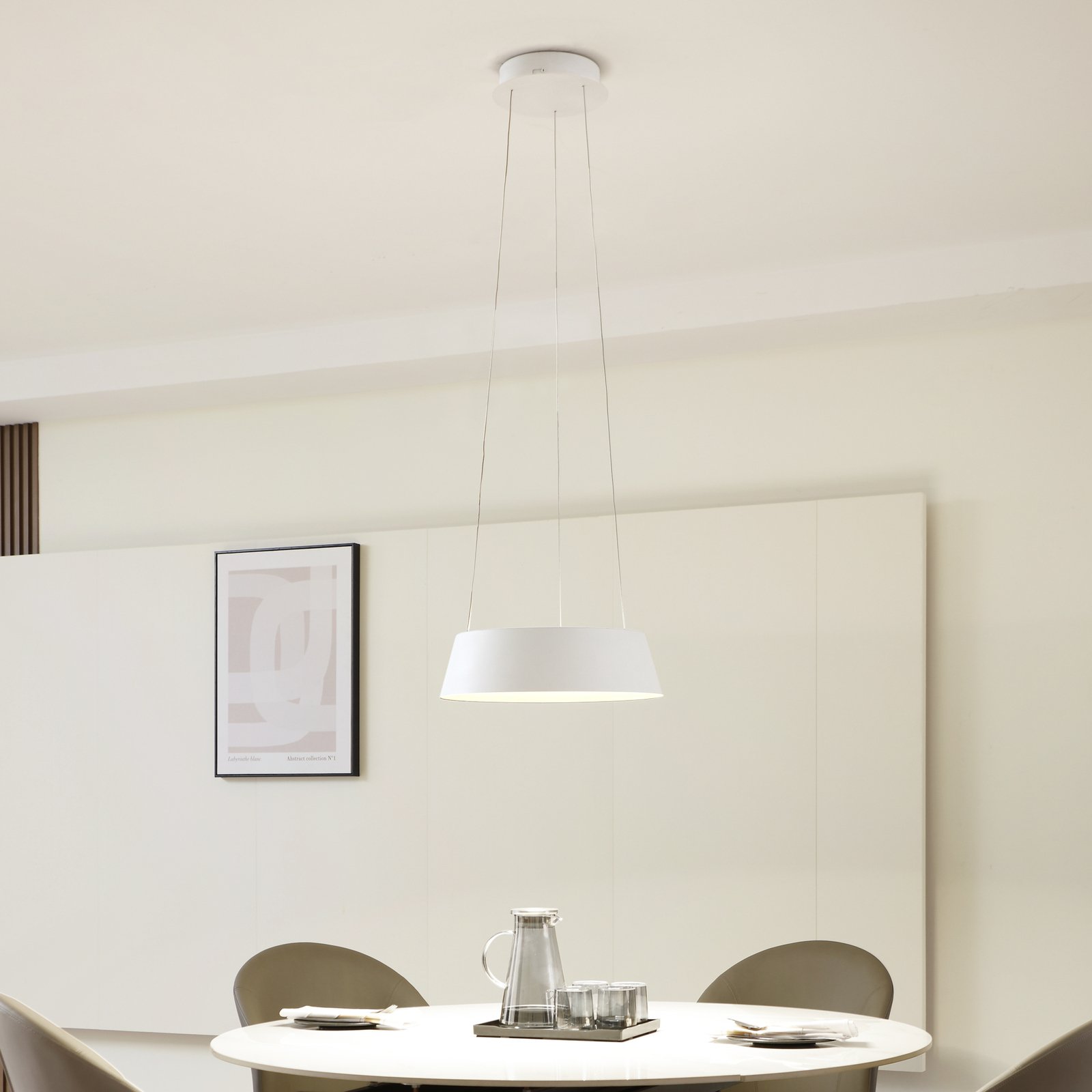 Lucande LED-pendellampa Belsar, vit, aluminium, CCT