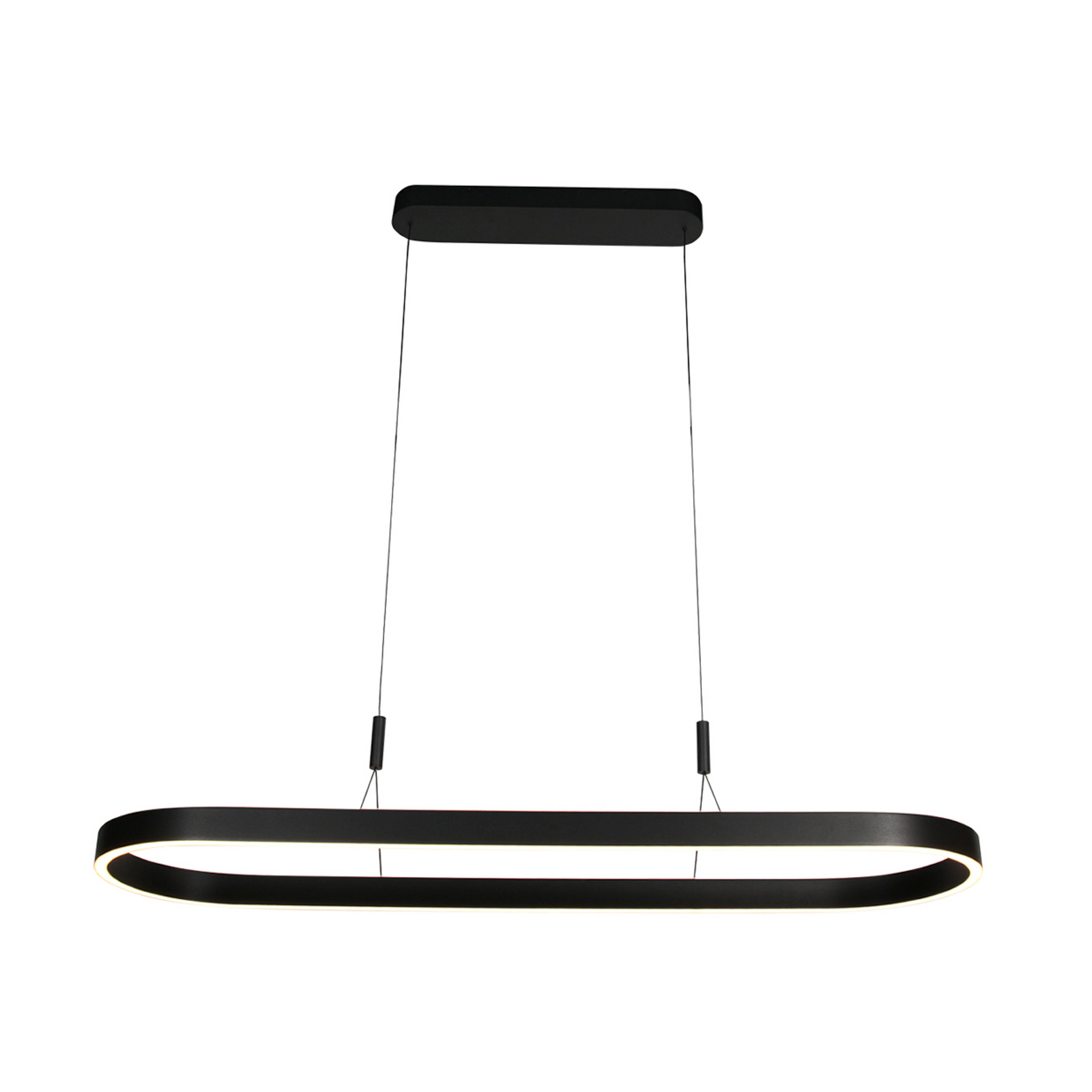 Lampada LED a sospensione Mykty, nera, lunghezza 120 cm, metallo, a 2 luci.