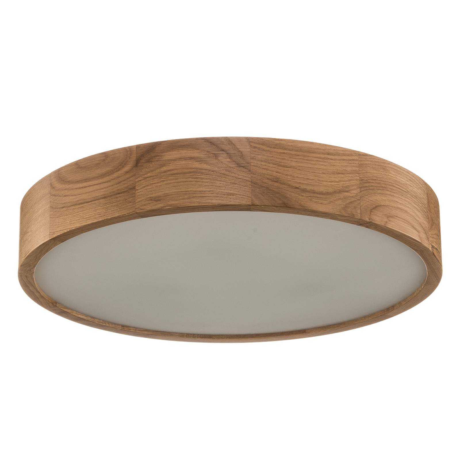 Euluna Kerio ceiling lamp, Ø 47 cm, natural oak, for Living / Dining Room, wood, glass, E27, 15 W, H: 8 cm