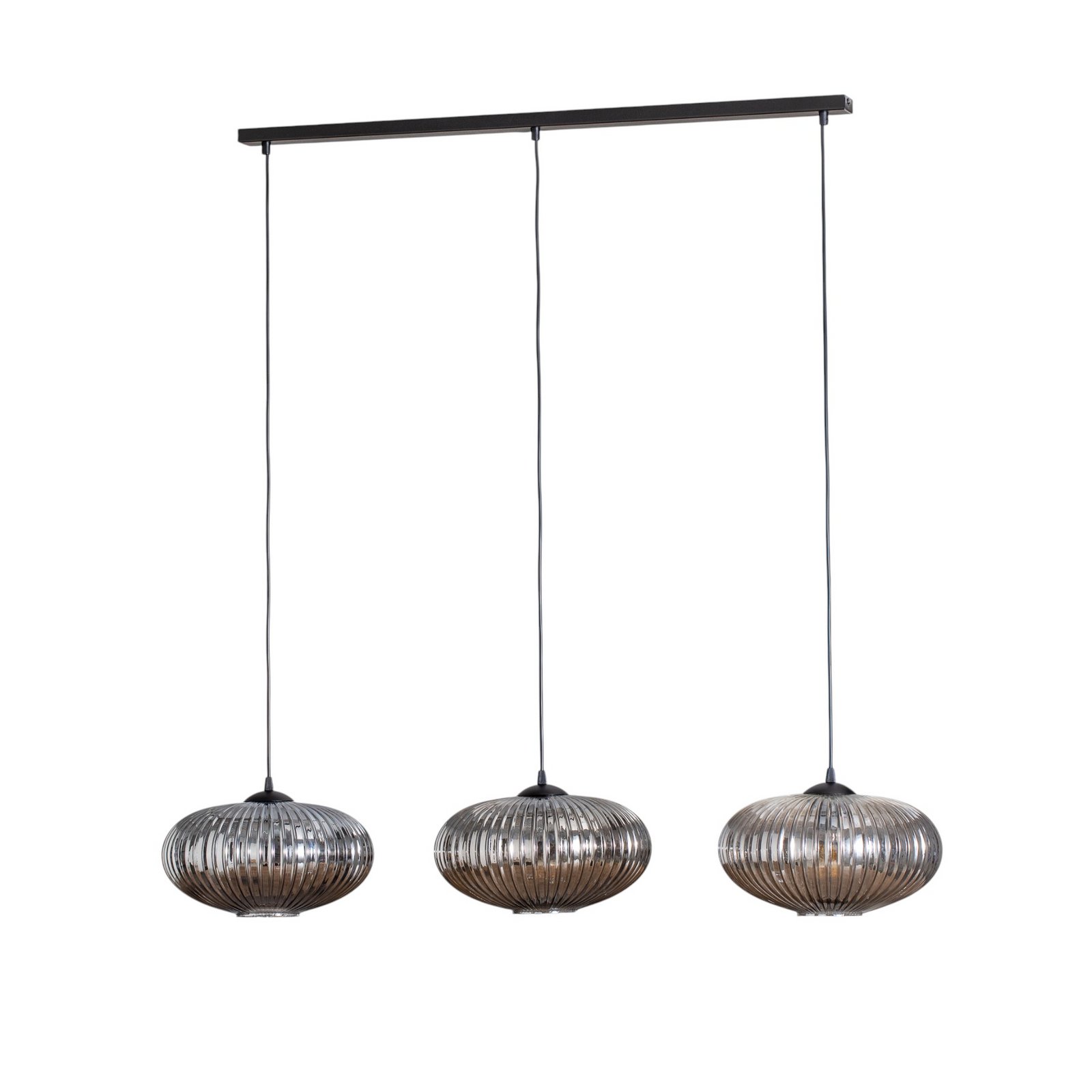 Esszimmerlampe Coco, Länge 115 cm, schwarz/rauchgrau, 3-flg.