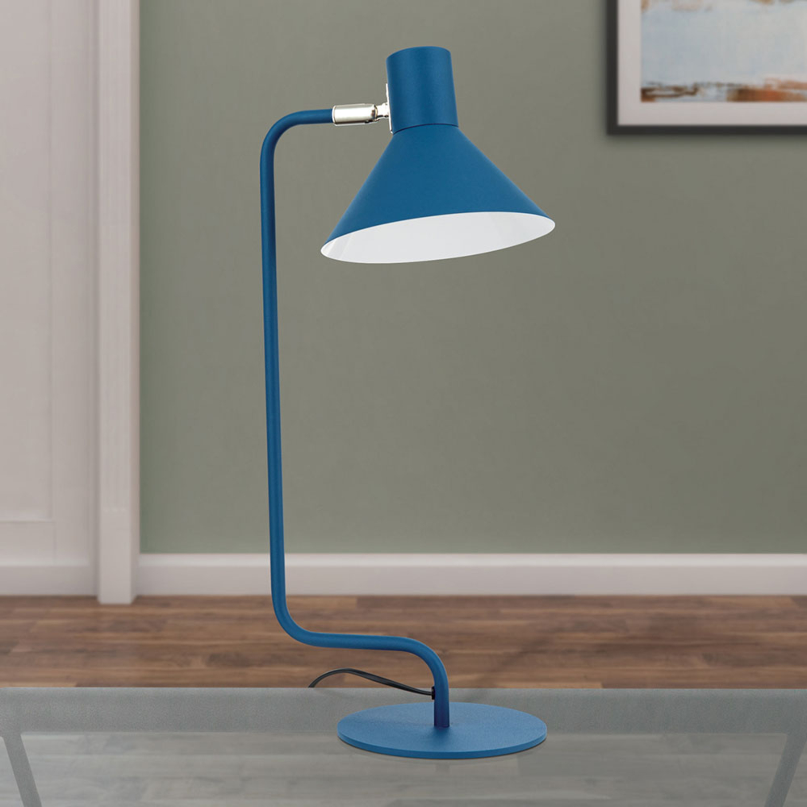Lampe de bureau Viktoria tête réglable, bleue