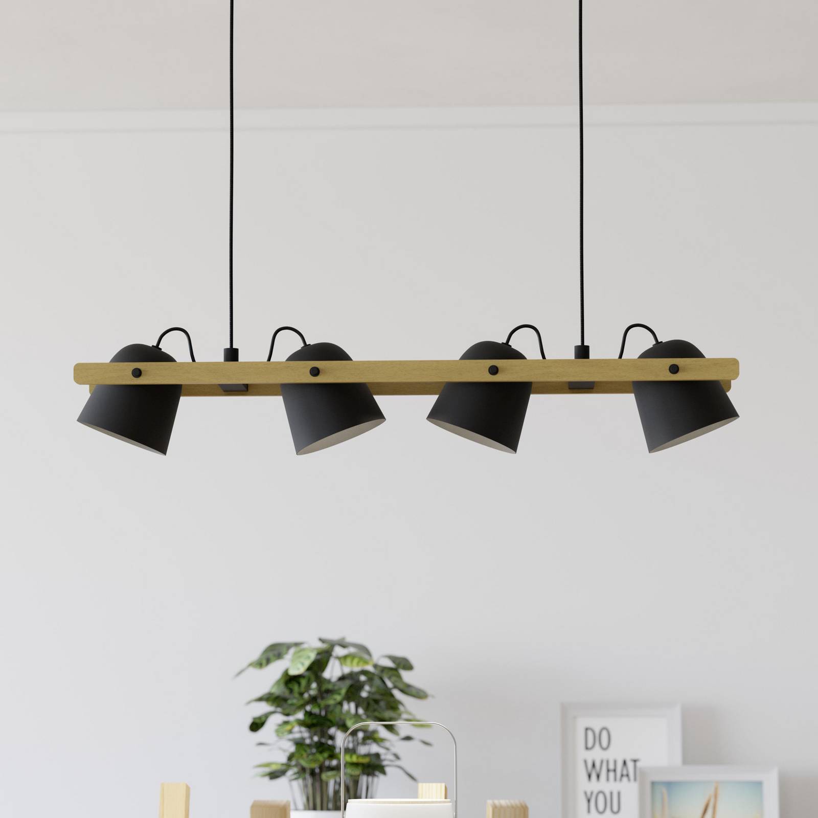 EGLO connect Plafonnier LED Hornwood-Z, 4 lampes, noir