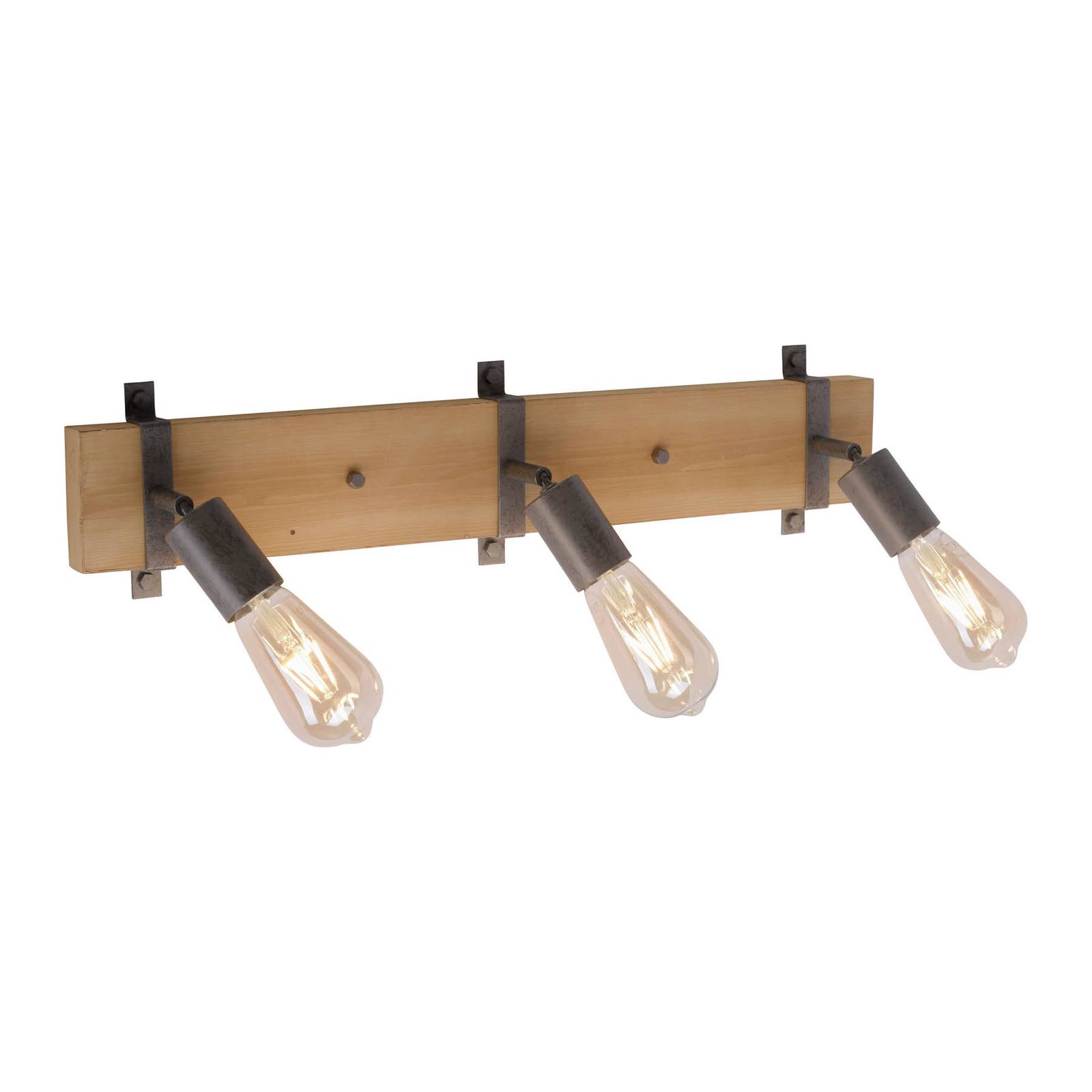 Leuchten Direkt Slat ceiling light, pivotable, three-bulb, for Living / Dining Room, iron, wood, plastic, E27, 40 W, L: 65.5 cm, W: 15.5 cm, H: 15 cm
