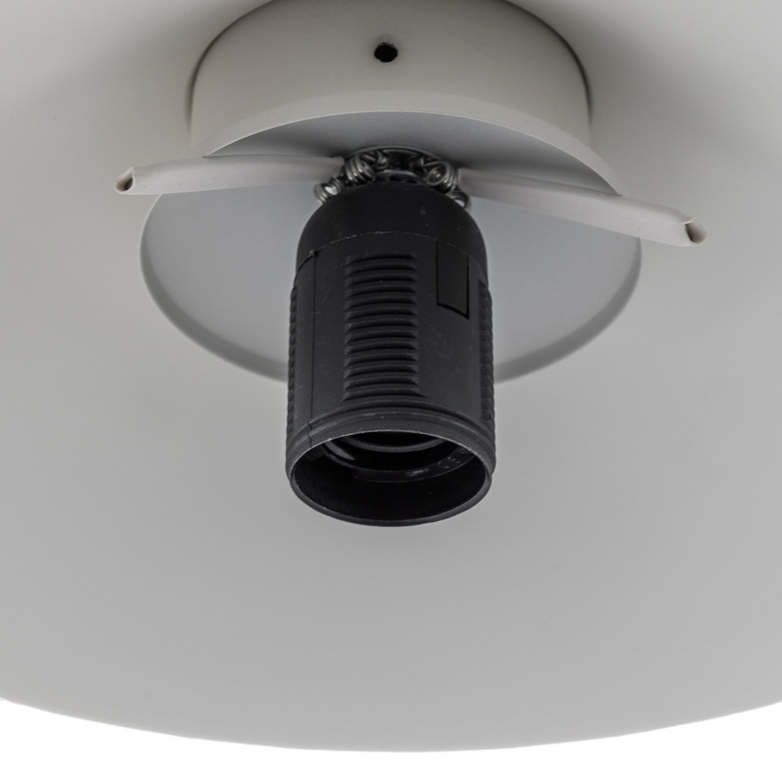 Lampa wisząca zewnętrzna Enduro, biała, stal, szkło, IP44, E27