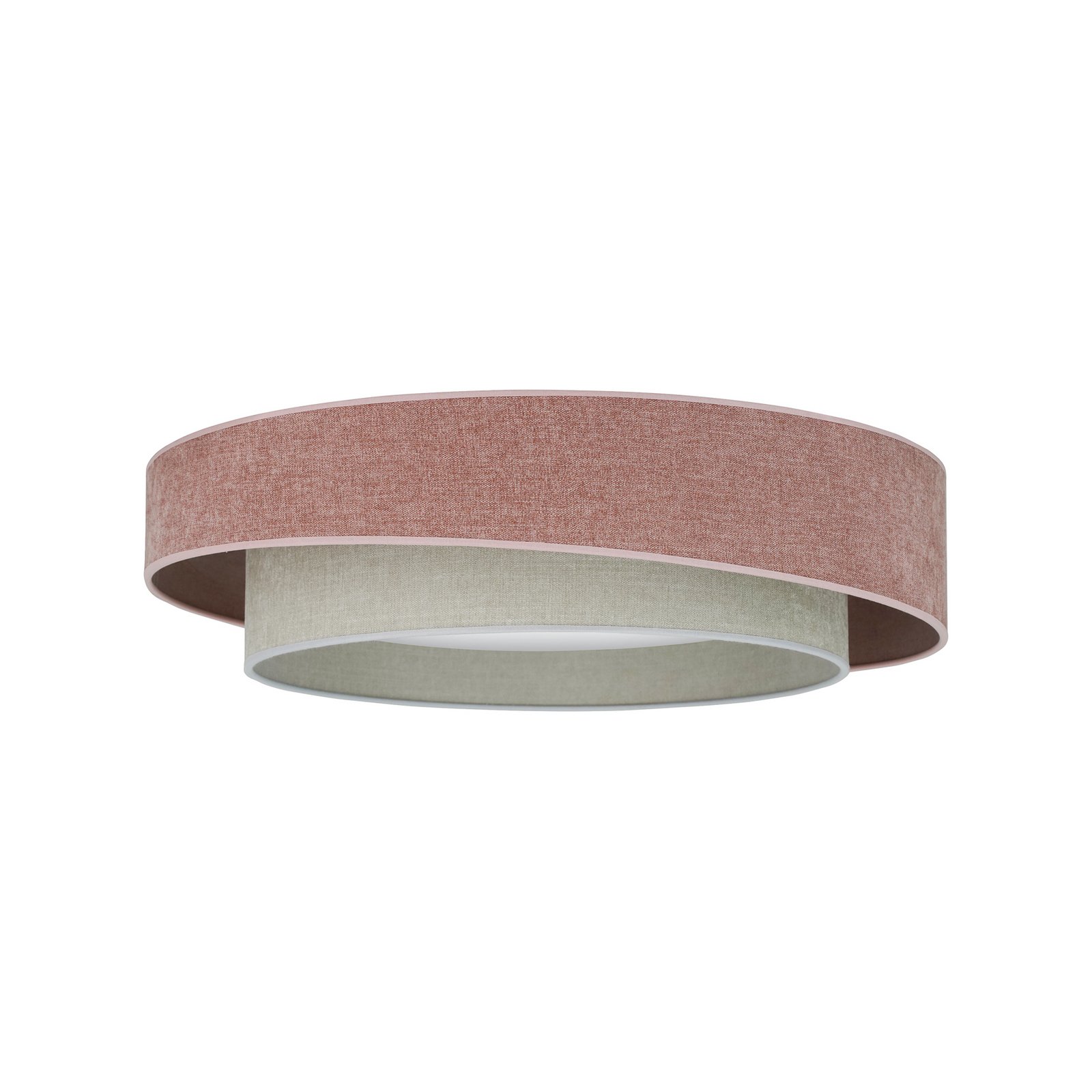 Lampa sufitowa LED Luneta S, szenilowa, różowa/szara, ściemniana 3-stopniowo