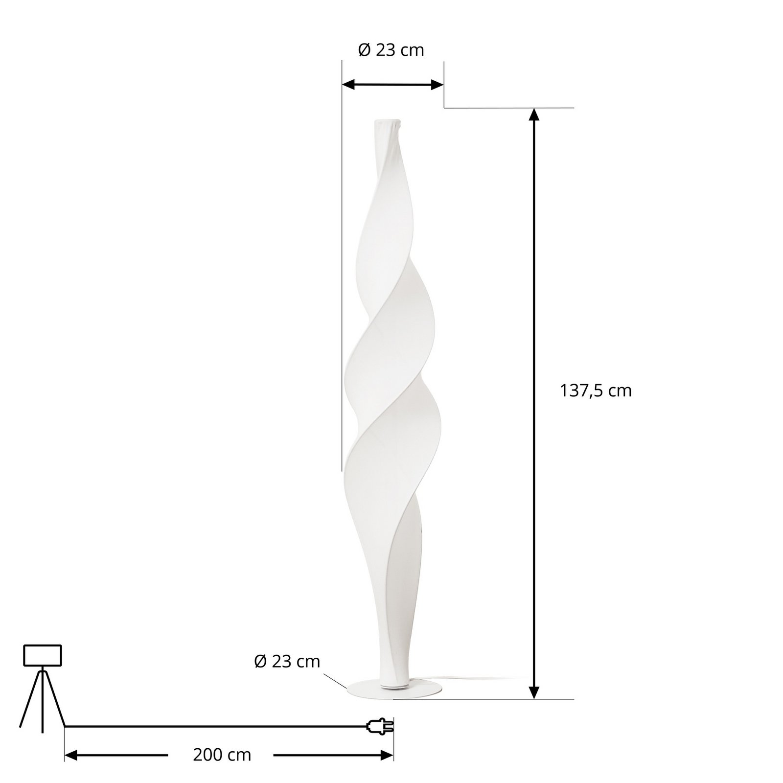 Novelle LED vloerlamp, wit, CCT, hoogte 137 cm - Lucande Novelle LED vloerlamp, wit, CCT, hoogte 137 cm - Lucande