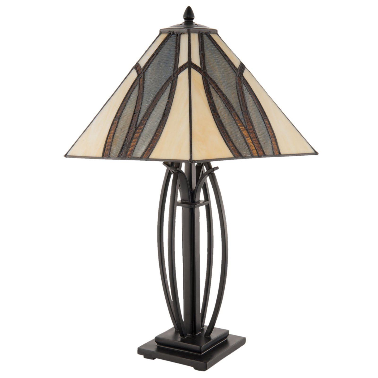 Настолна лампа 5913 с абажур от кафяво стъкло