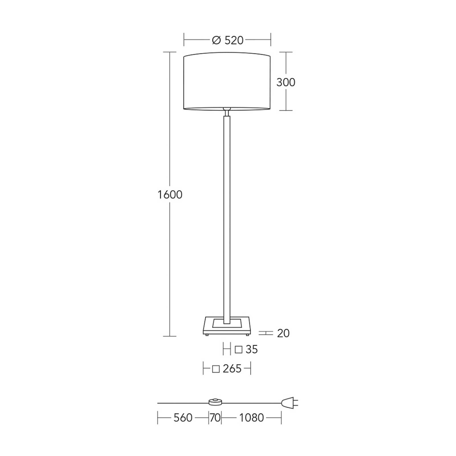 HerzBlut Lampe sur pied Titos, bois, blanc, hauteur 160 cm, E27