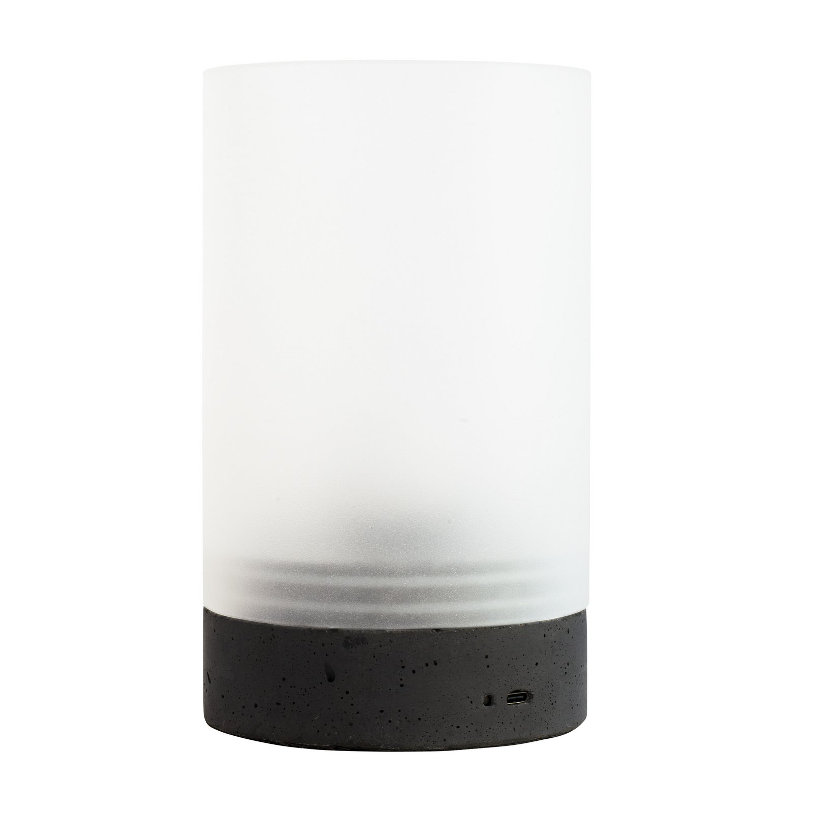 Candeeiro de mesa LED recarregável Dyberg Larsen Cozy, altura 20,5 cm, betão