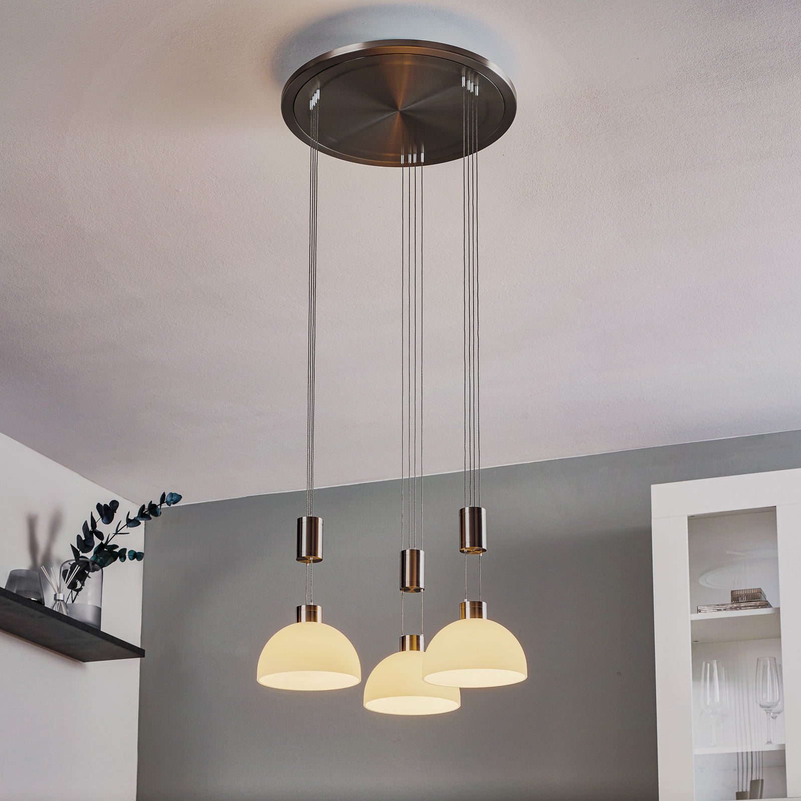 Rothfels Laurena LED-Hängelampe 3-fl. rund nickel