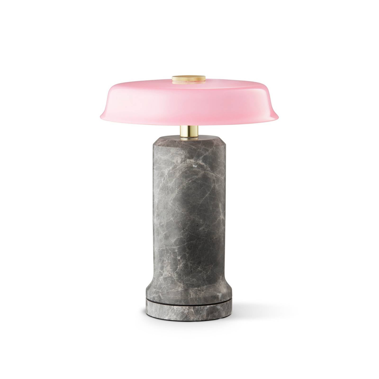 DESIGN BY US Lampe à poser LED rechargeable Trip No. 2, argent/rose, marbre, verre