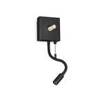 Ideal Lux Wandlampe Kid schwarz Stoff LED-Leselicht USB-Port