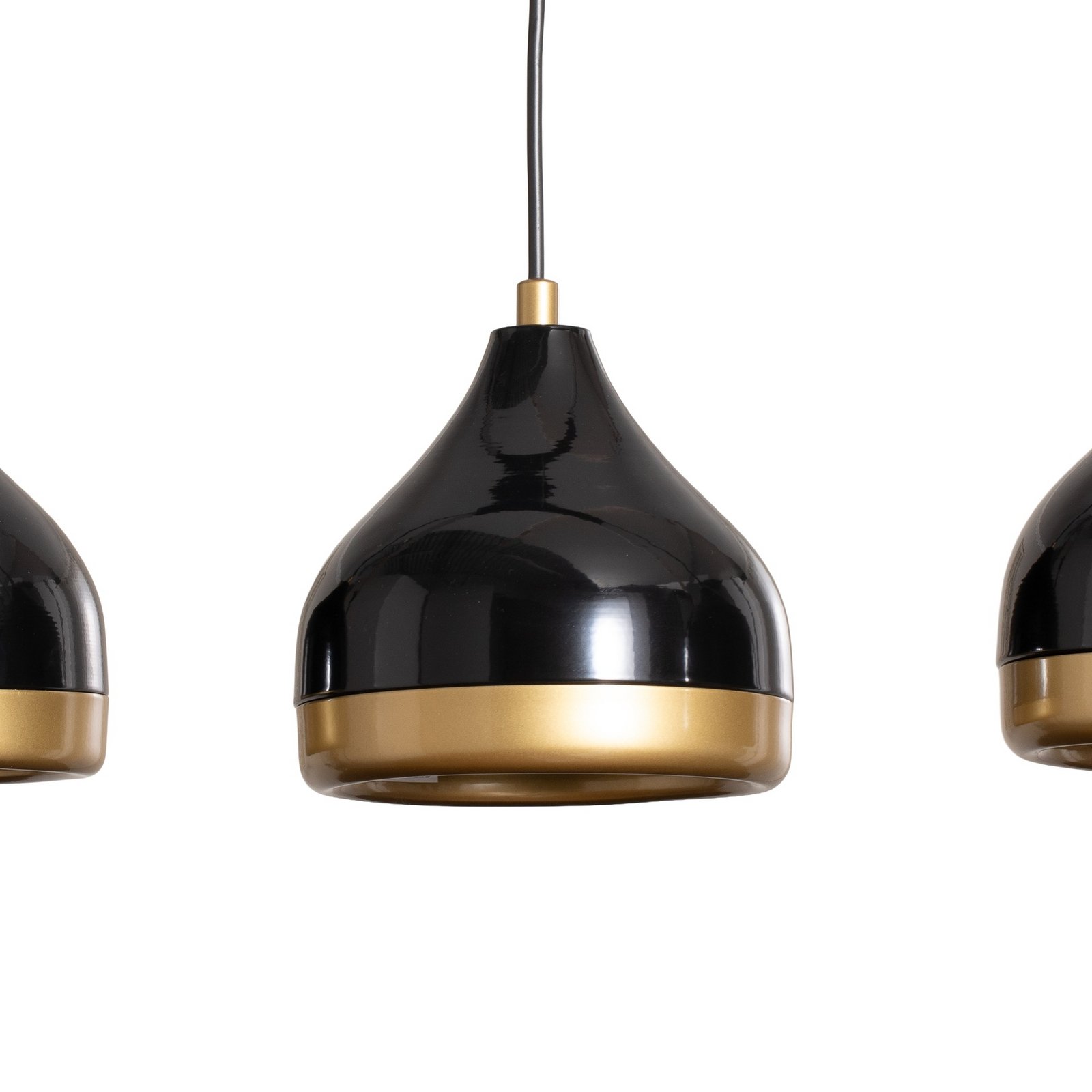 Závěsné světlo Yildo, lineární, 3 žárovky, černé/zlaté, kov