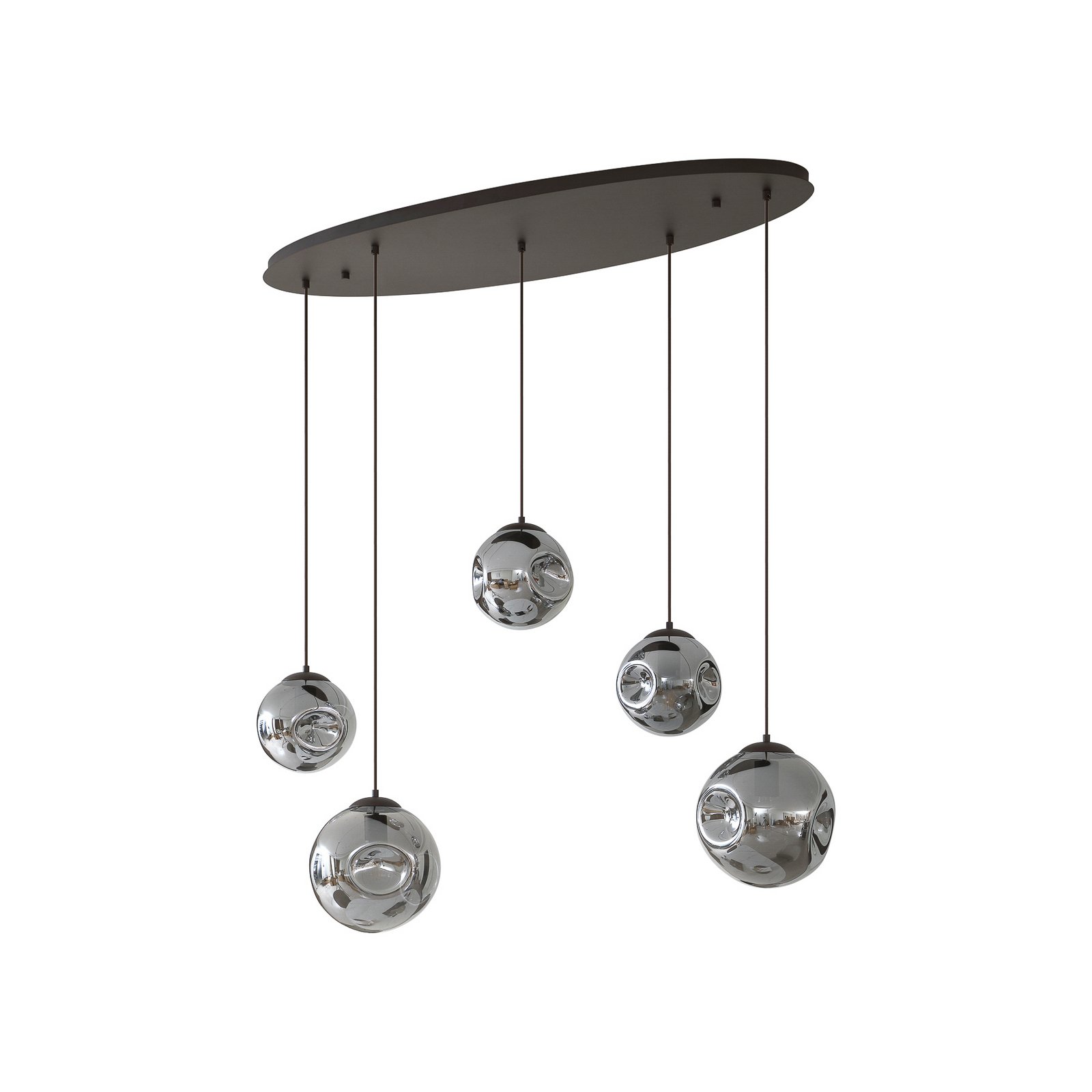 Lindby hanglamp Valentina, E27, 125,5cm hoog, grijs, glas