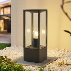Lindby lampioncino Peldar, altezza 40 cm, antracite, vetro
