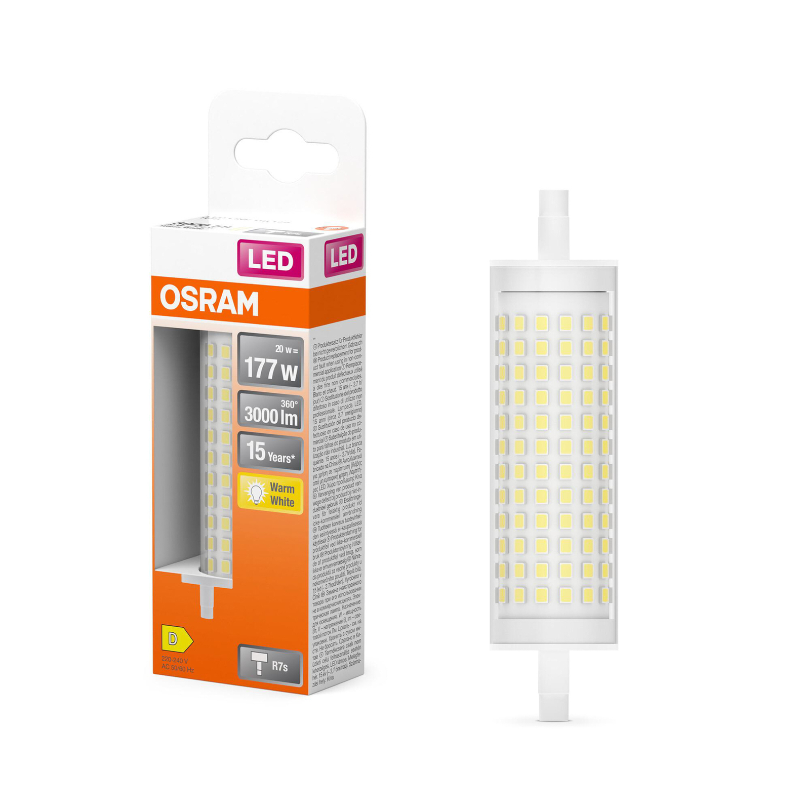 OSRAM LED bulb R7s 20W LED tube bulb 3,000K 300°