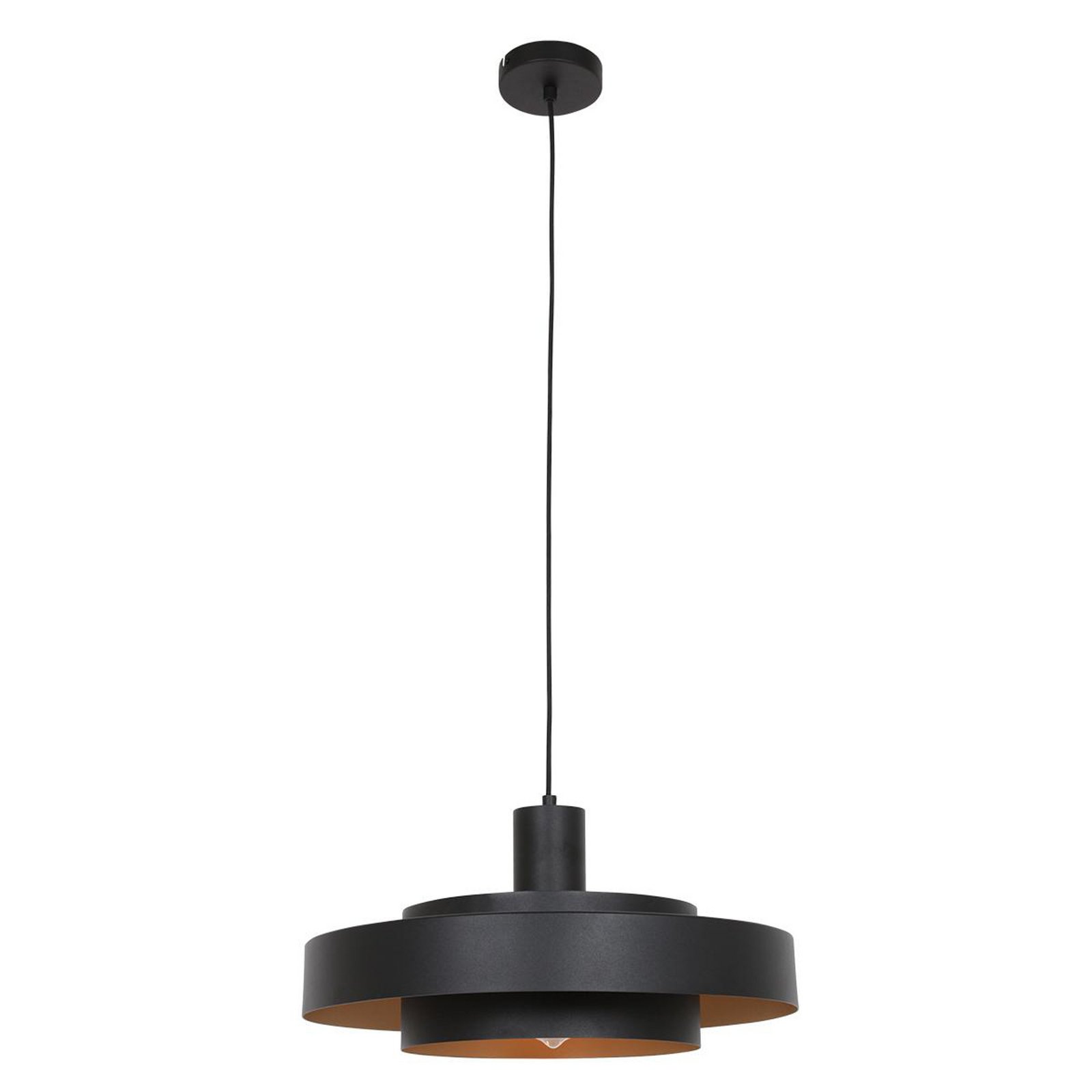 Flinter pendant light, black, metal, Ø 50 cm, E27