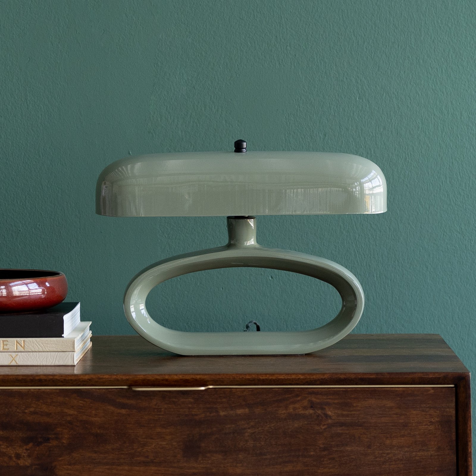 Kare namizna svetilka Suki, sivkasto zelena, kovina, 26 cm, E14 Kare namizna svetilka Suki, sivkasto zelena, kovina, 26 cm, E14