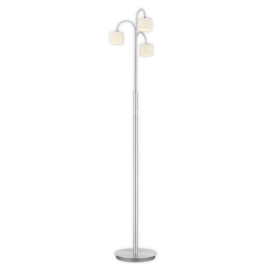 LED-Stehleuchte Mila, nickel/Opalglas, dreiflammig