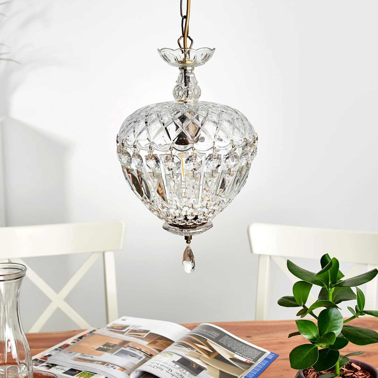 Arila hængelampe, krystalglas, Ø 25 cm