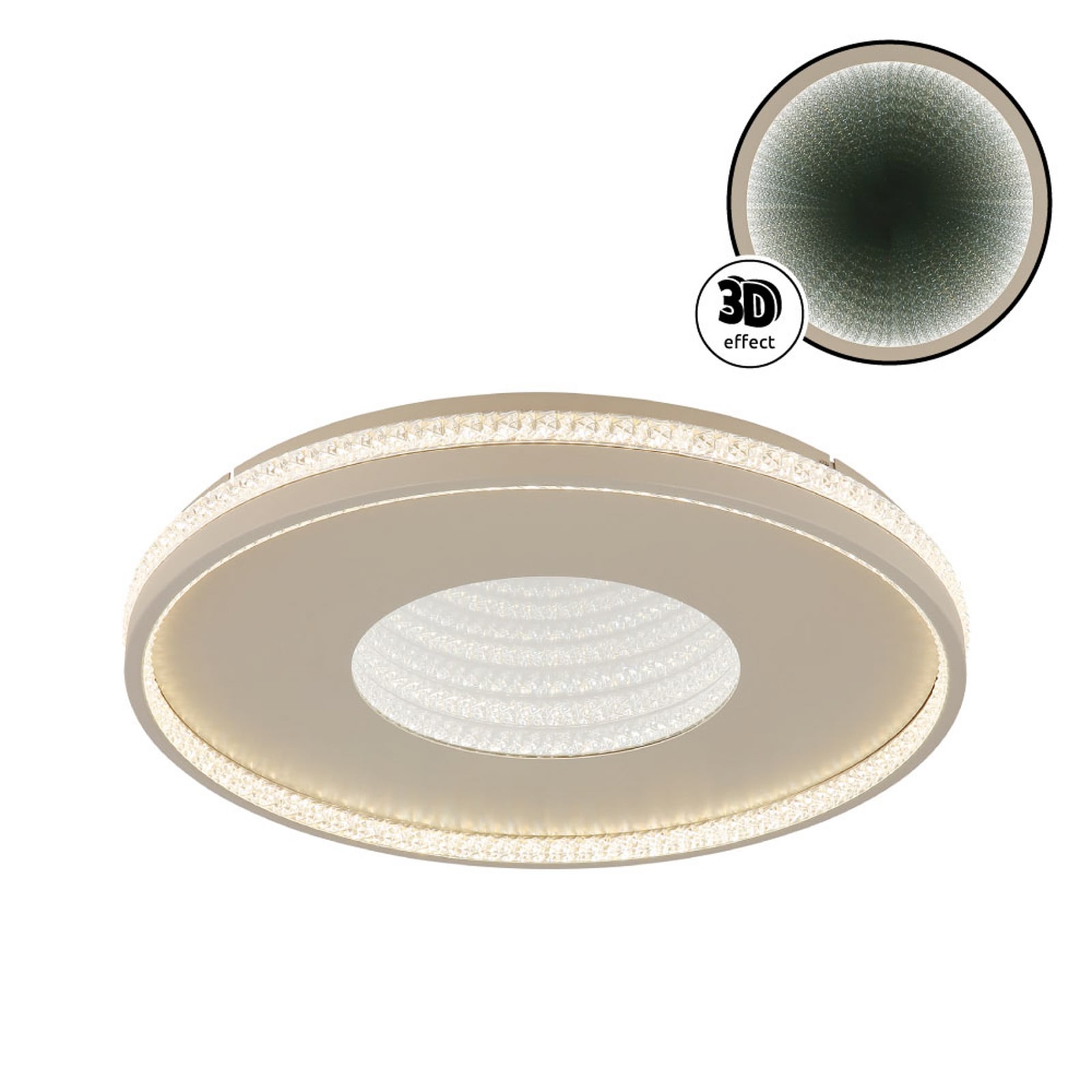 LED-loftlampe Shirley, sandfarvet, Ø 51 cm, CCT, dæmpbar LED-loftlampe Shirley, sandfarvet, Ø 51 cm, CCT, dæmpbar