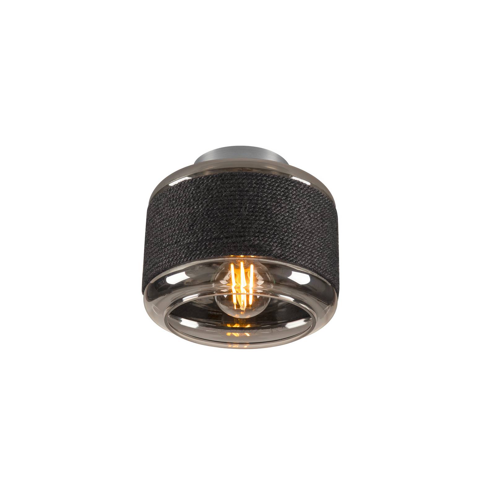 SLV Deckenlampe Pantilo Rope 19, schwarz/grau/silber, Glas