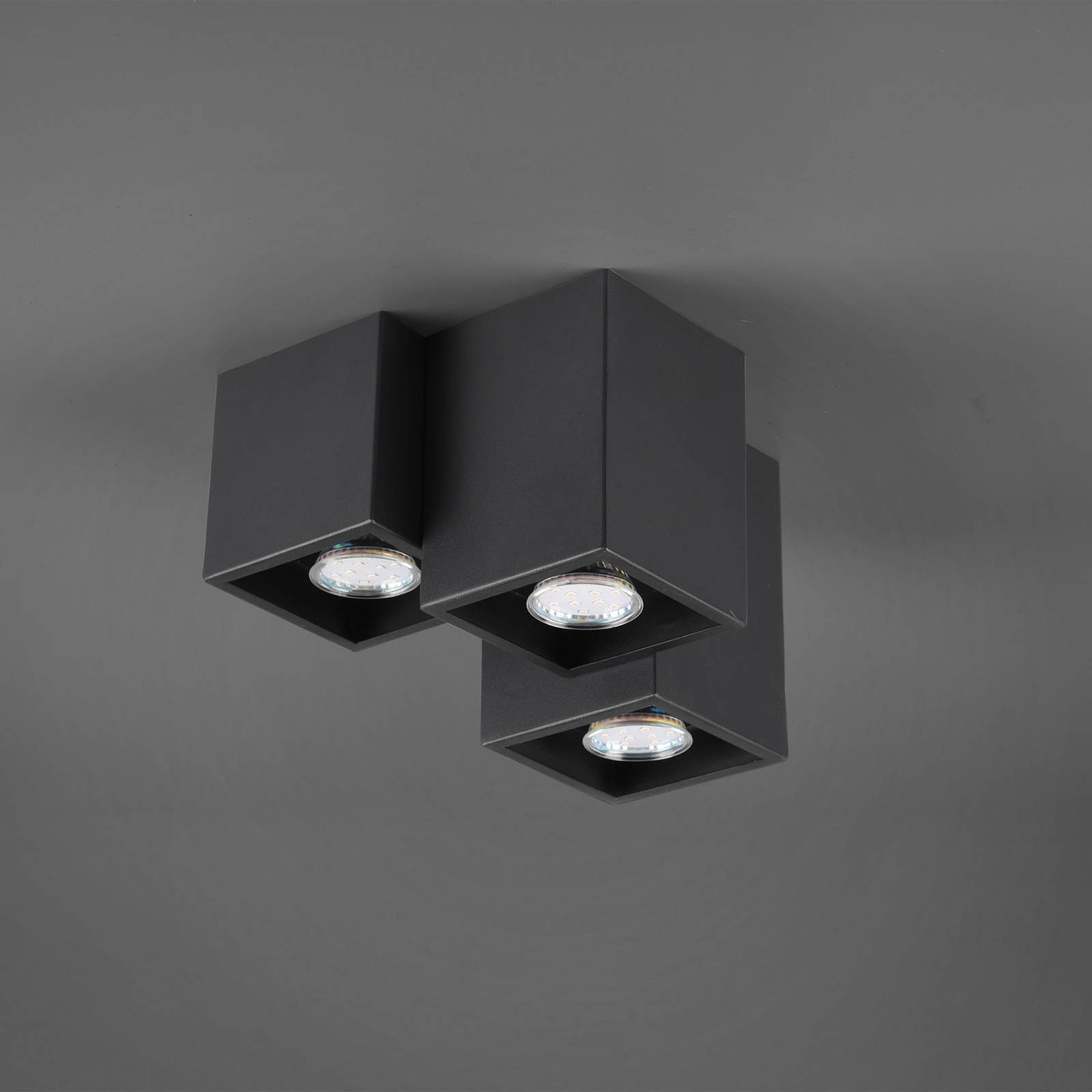 Trio Lighting Plafonnier Fernando, 3 lampes, noir mat
