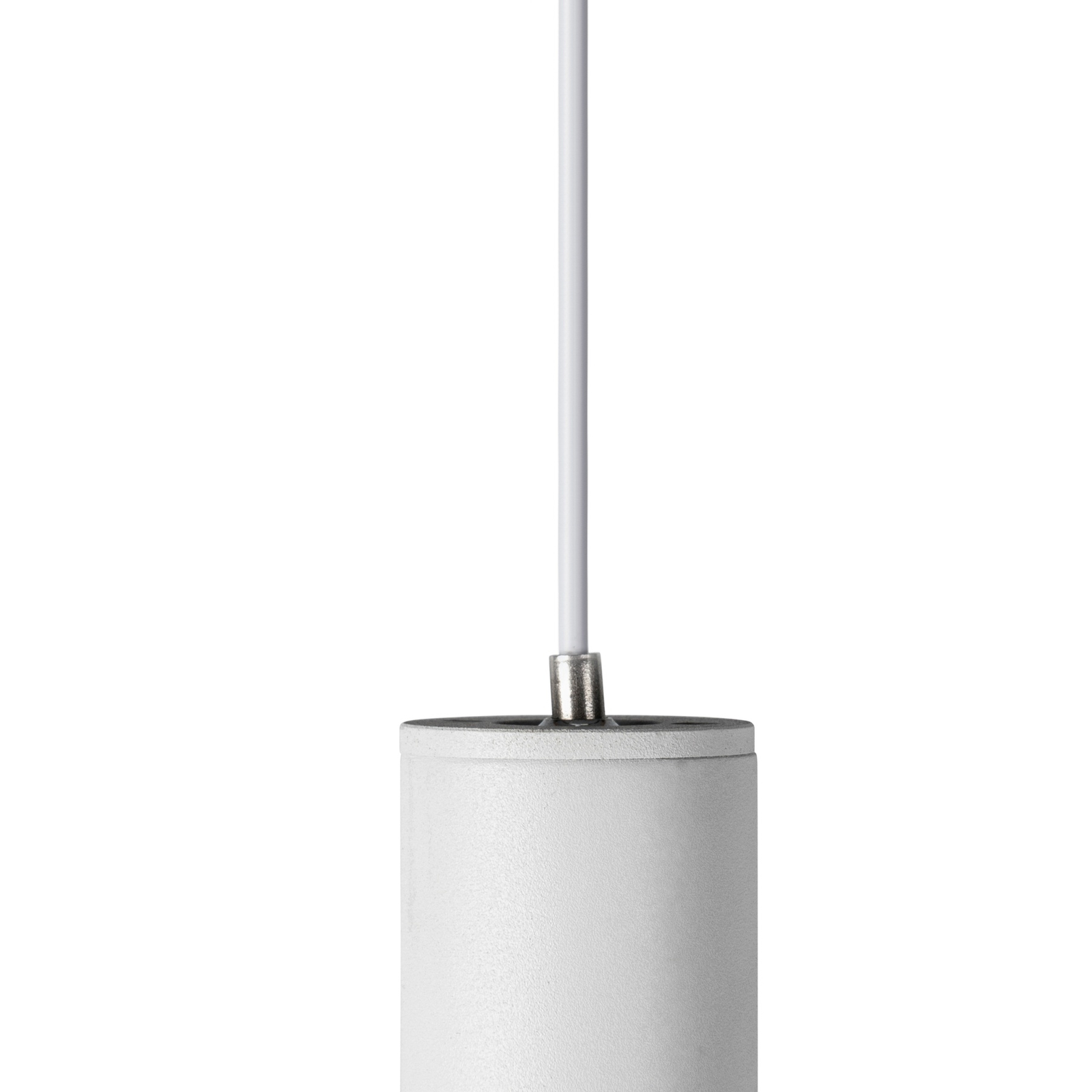 Lindby LED závěsné svítidlo Lumaro, bílé, Ø 3 cm, hliník, 48V