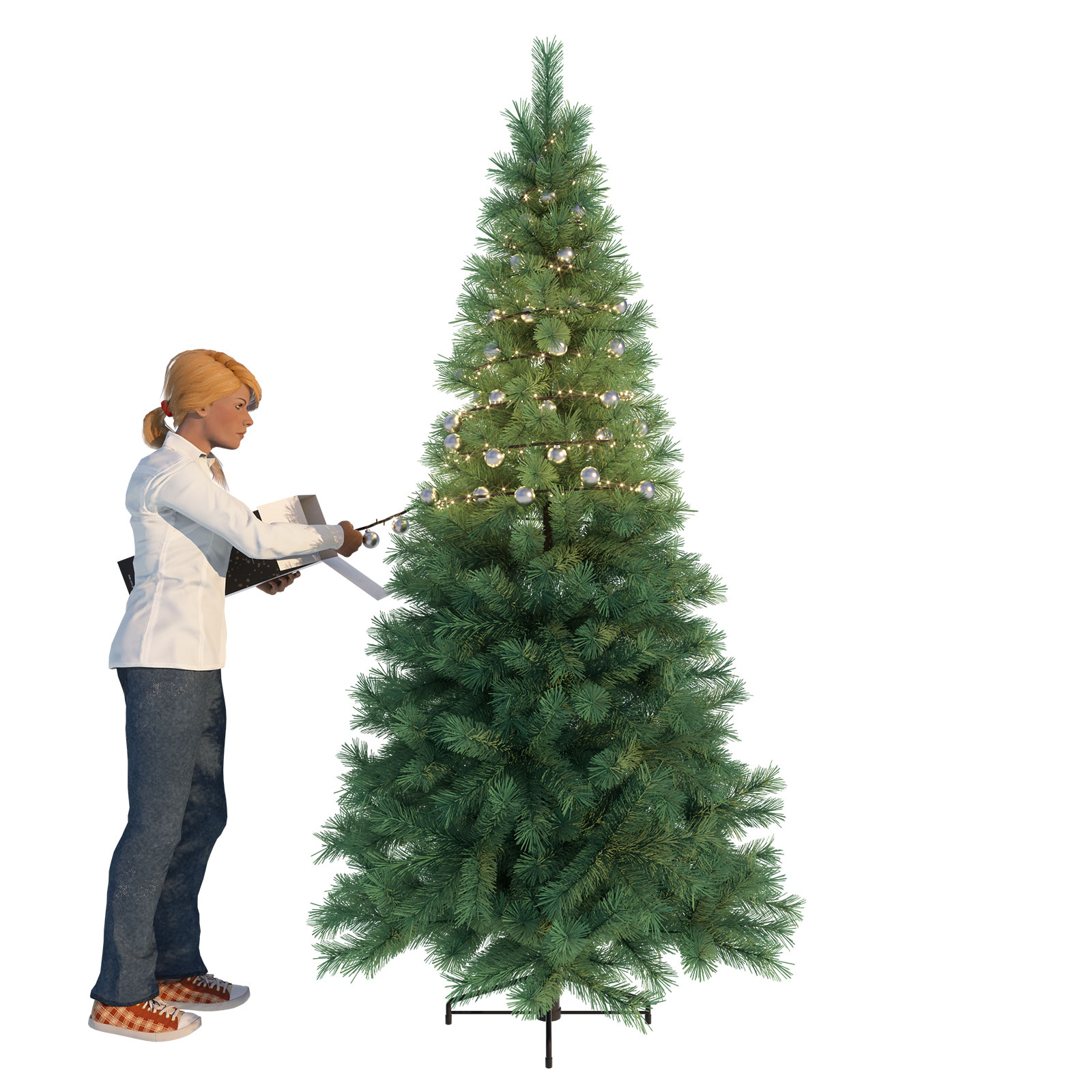 LED-Lichterkette 2in1, Frosty silver