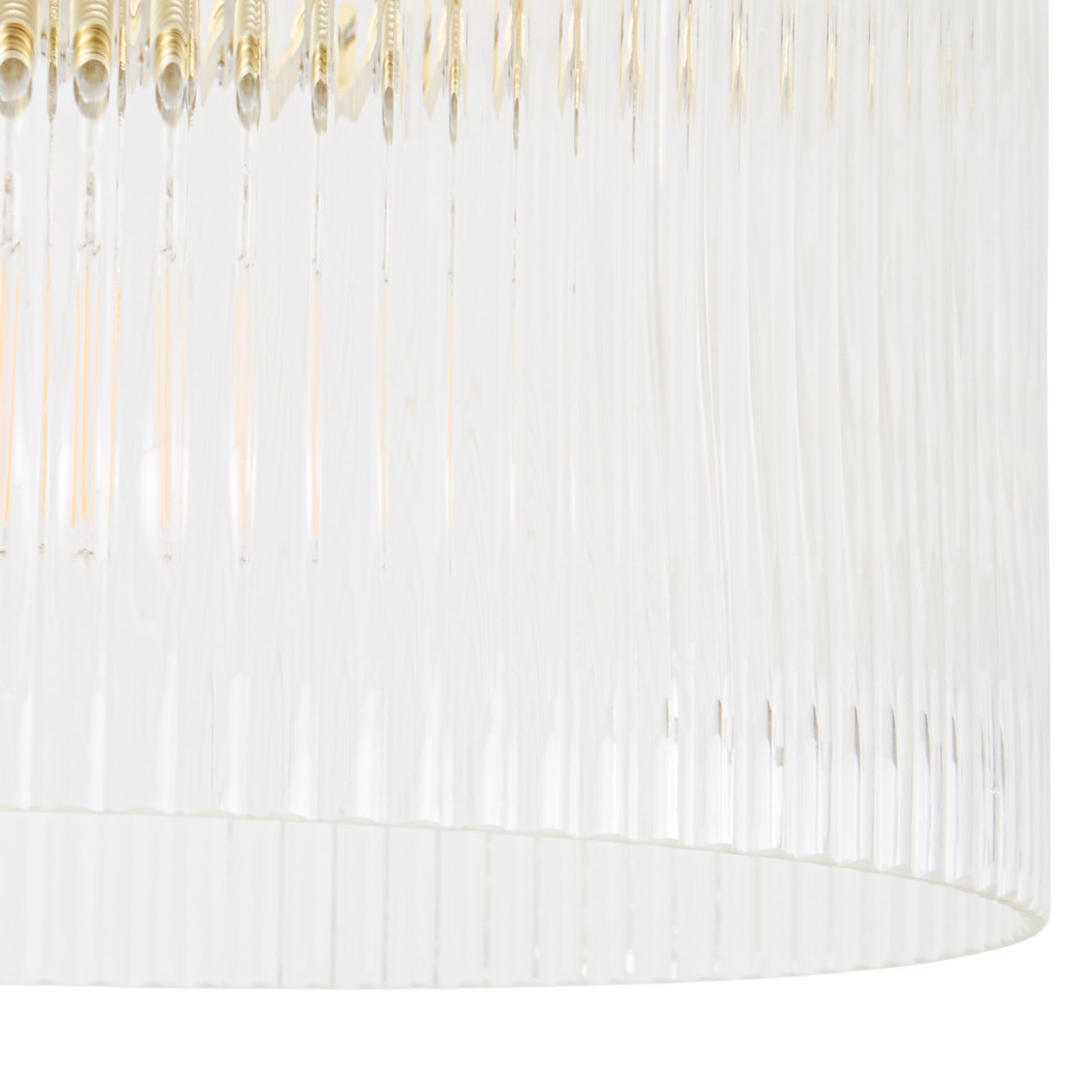 Lucande taklampe Meritt, messing/klar, Ø 25 cm, glass